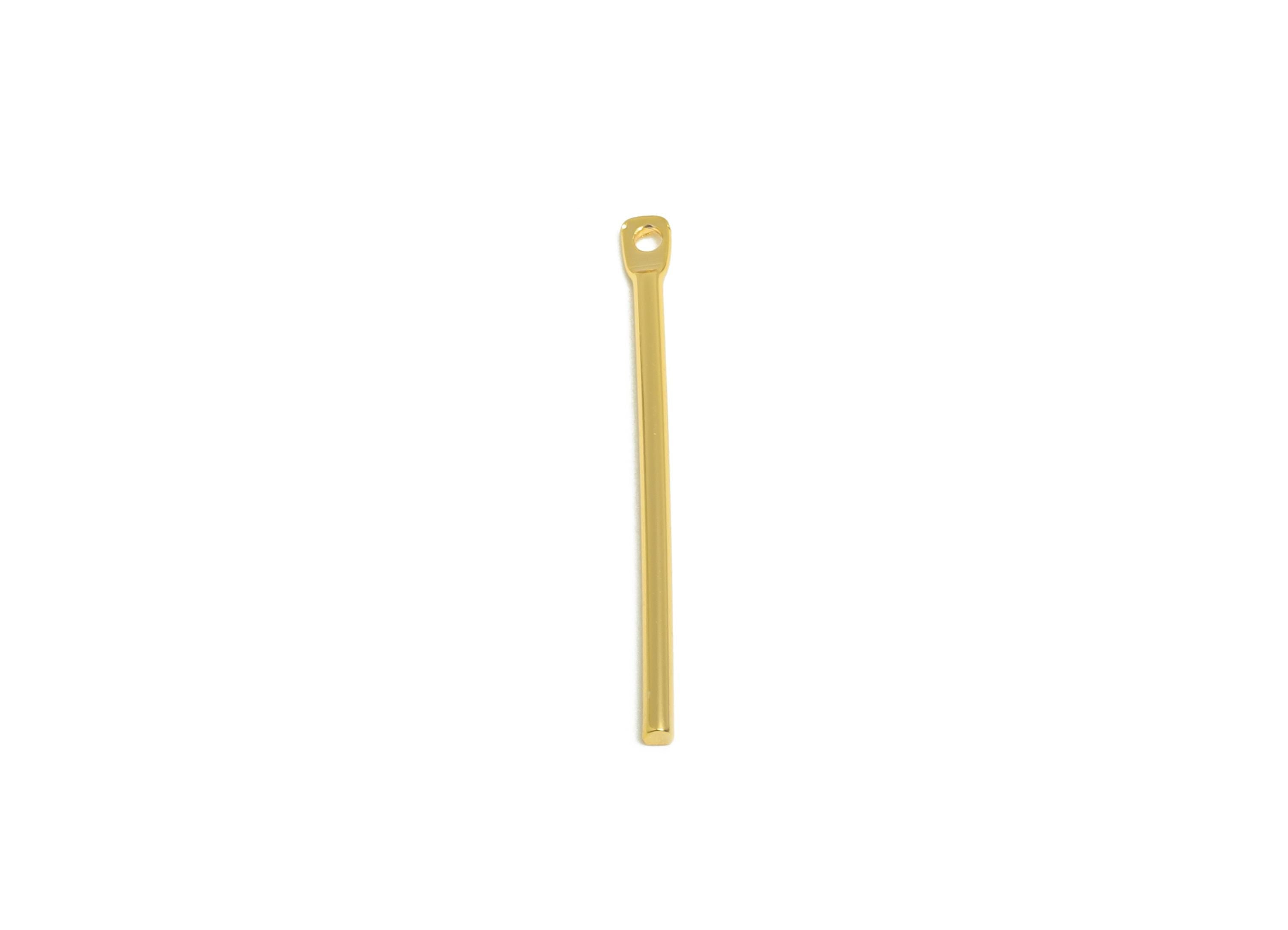 1.2*25mm Gold Bar Earring Charm - Brass Stick Charm For DIY Craft Jewelry - Gold Jewelry Making Tools - 18K Real Gold Plating - RGP10208 - DOMEDBAZAAR