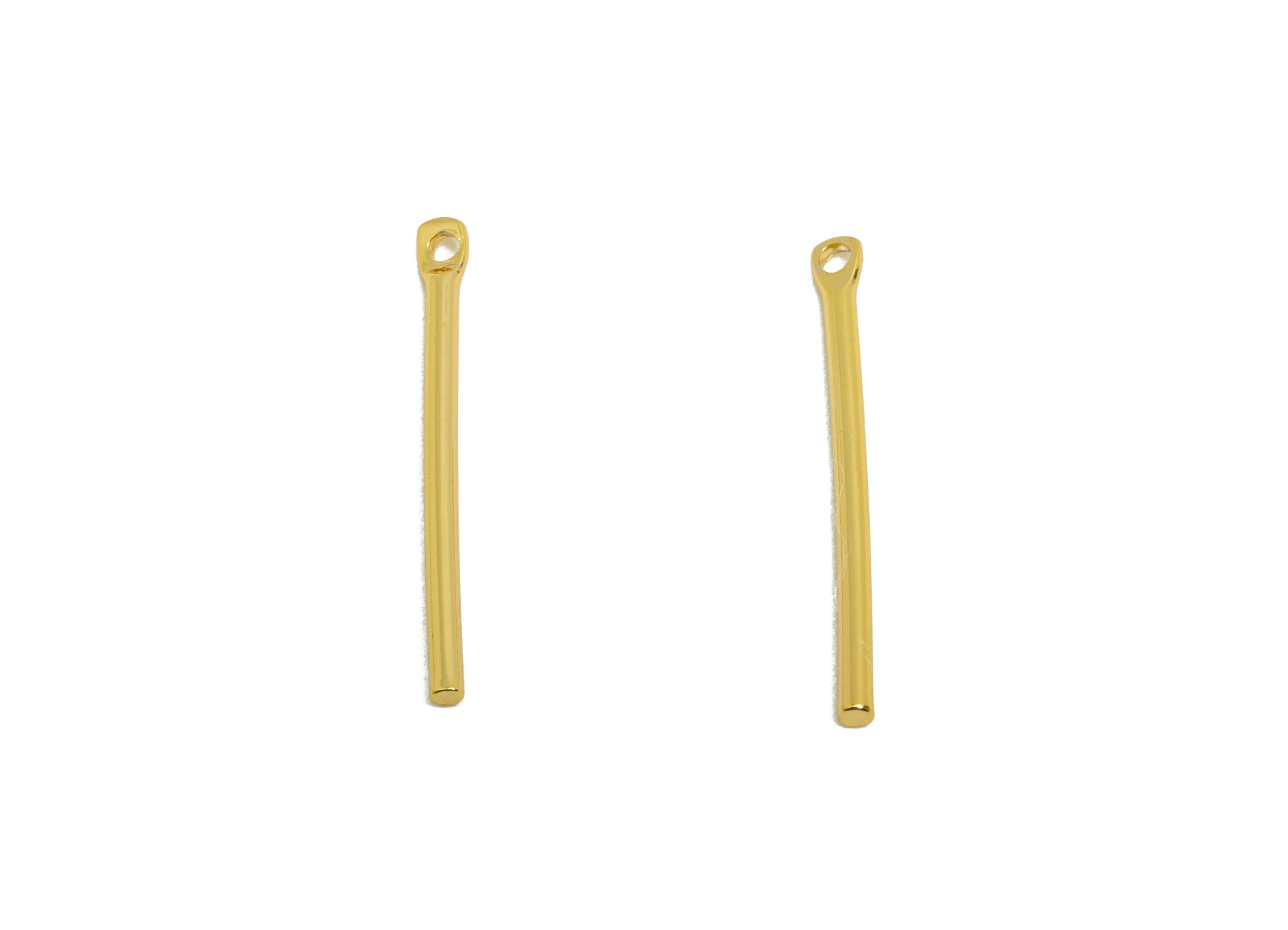 1.2*20mm Gold Bar Earring Charm - Brass Stick Charm For DIY Craft Jewelry - Gold Jewelry Making Tools - 18K Real Gold Plating - RGP10209 - DOMEDBAZAAR