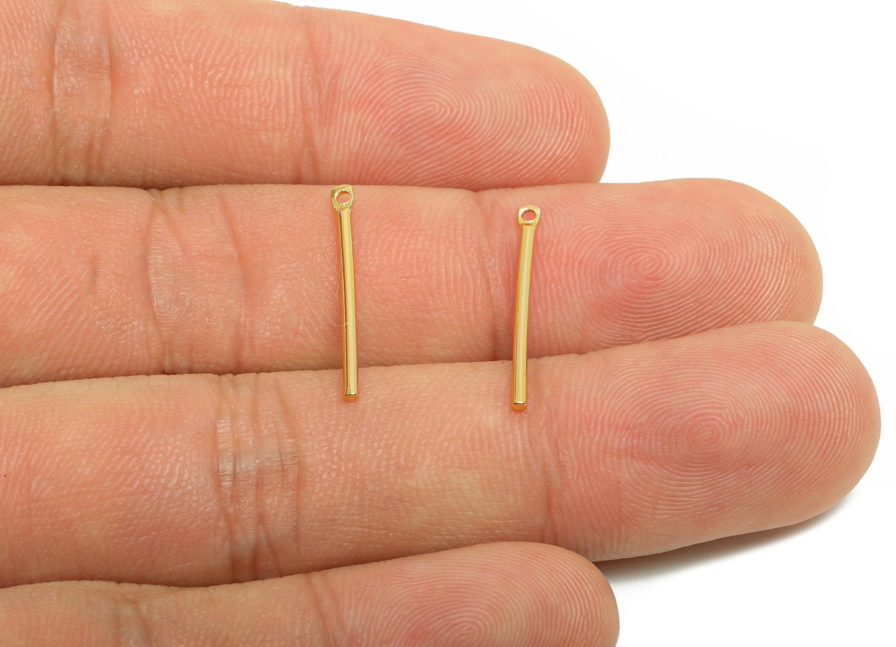1.2*20mm Gold Bar Earring Charm - Brass Stick Charm For DIY Craft Jewelry - Gold Jewelry Making Tools - 18K Real Gold Plating - RGP10209 - DOMEDBAZAAR