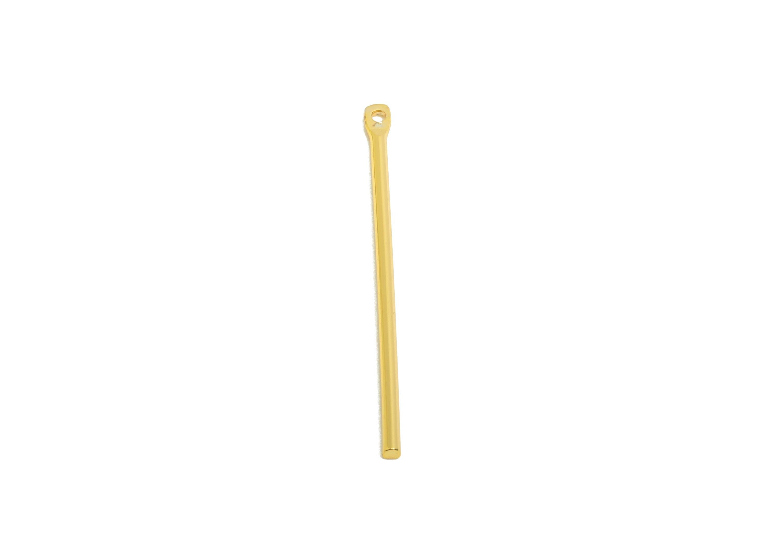 1.2*30mm Gold Bar Earring Charm - Brass Stick Charm For DIY Craft Jewelry - Gold Jewelry Making Tools - 18K Real Gold Plating - RGP10207 - DOMEDBAZAAR