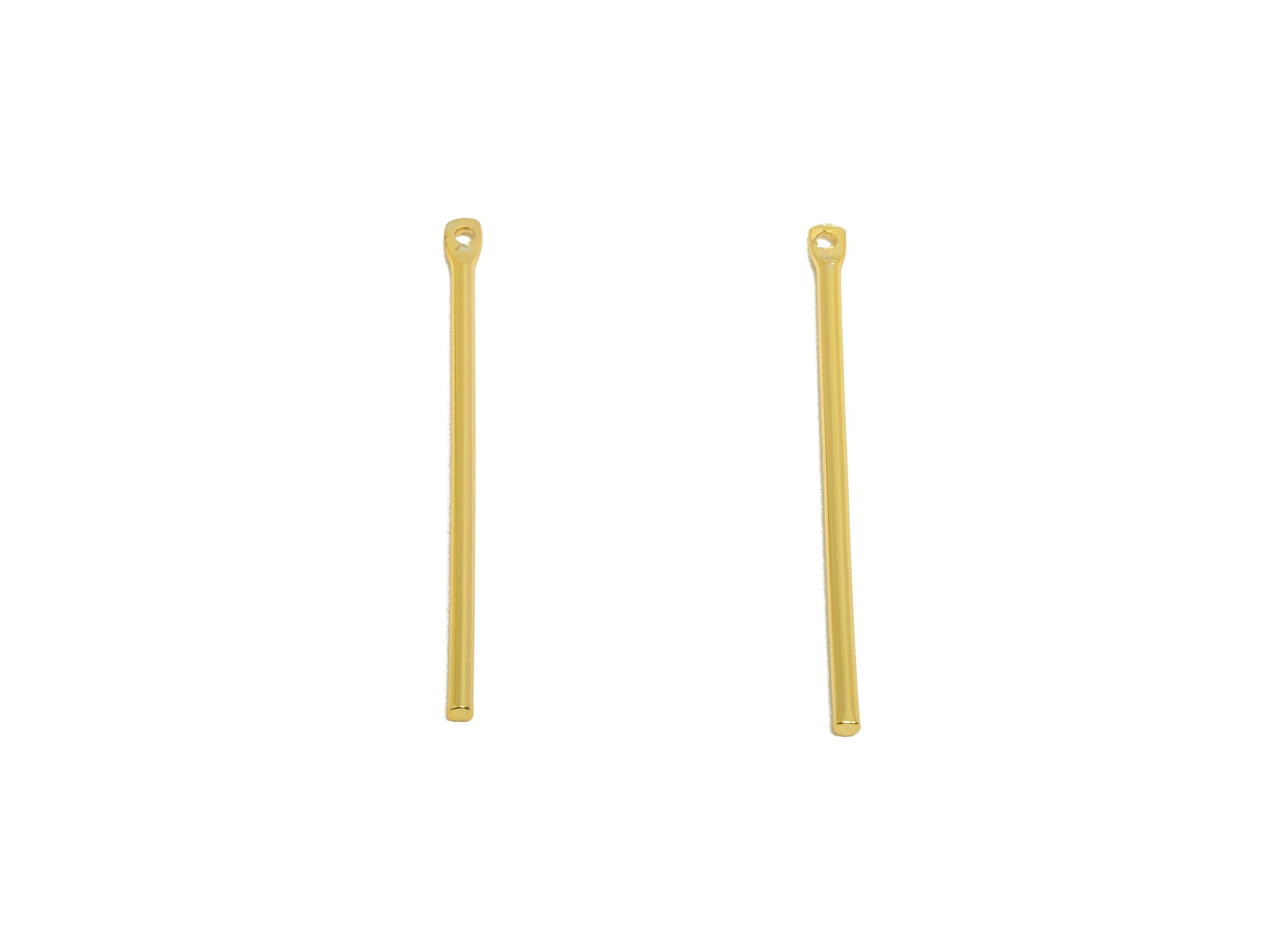 1.2*30mm Gold Bar Earring Charm - Brass Stick Charm For DIY Craft Jewelry - Gold Jewelry Making Tools - 18K Real Gold Plating - RGP10207 - DOMEDBAZAAR