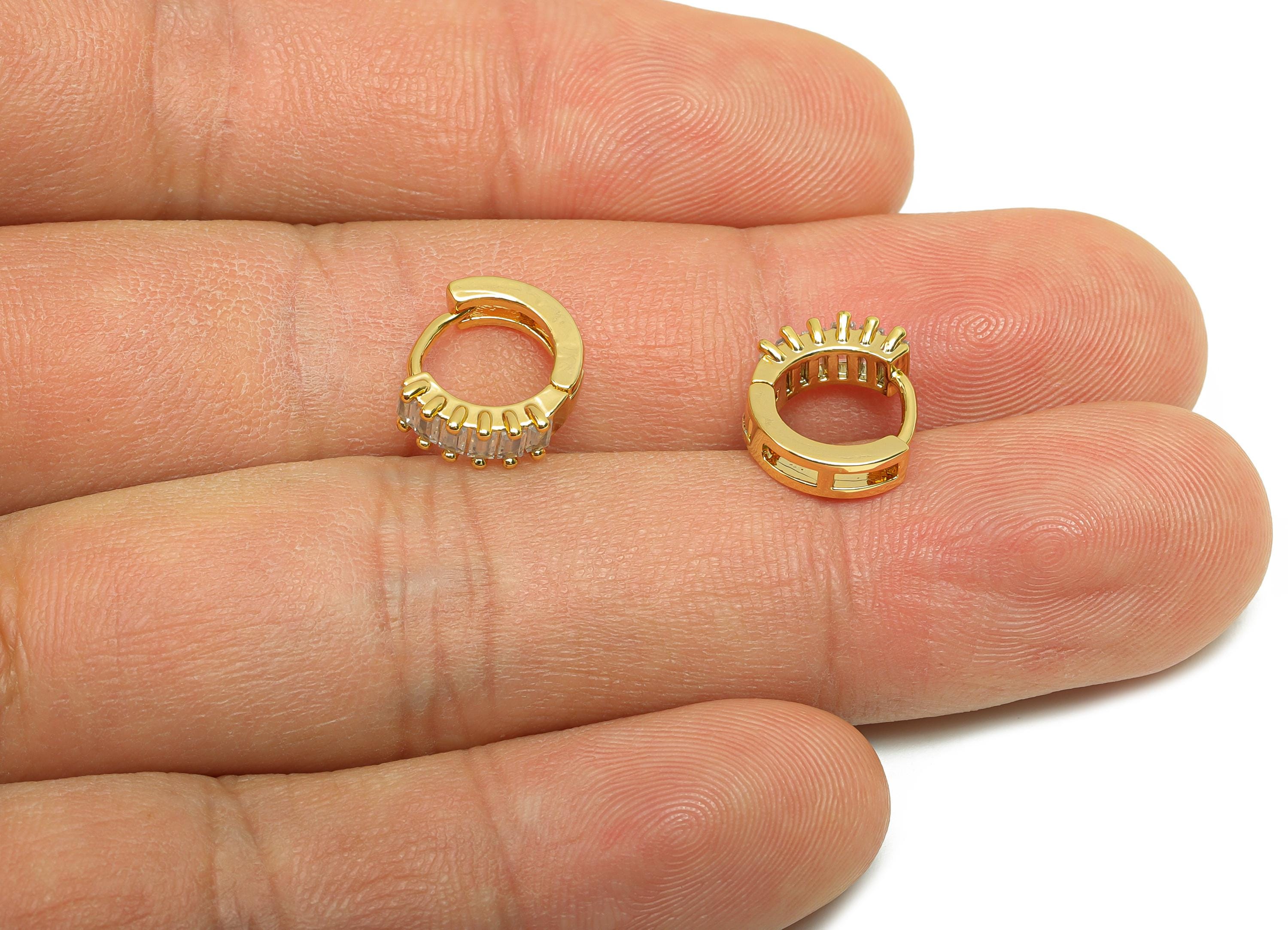 Brass Hoop Earring - Hoop Huggie Earring - For Her - Zircon Clasp Earring - Gold Jewelry - 18K Real Gold Plating - 10x11x2mm - RGP8317 - DOMEDBAZAAR
