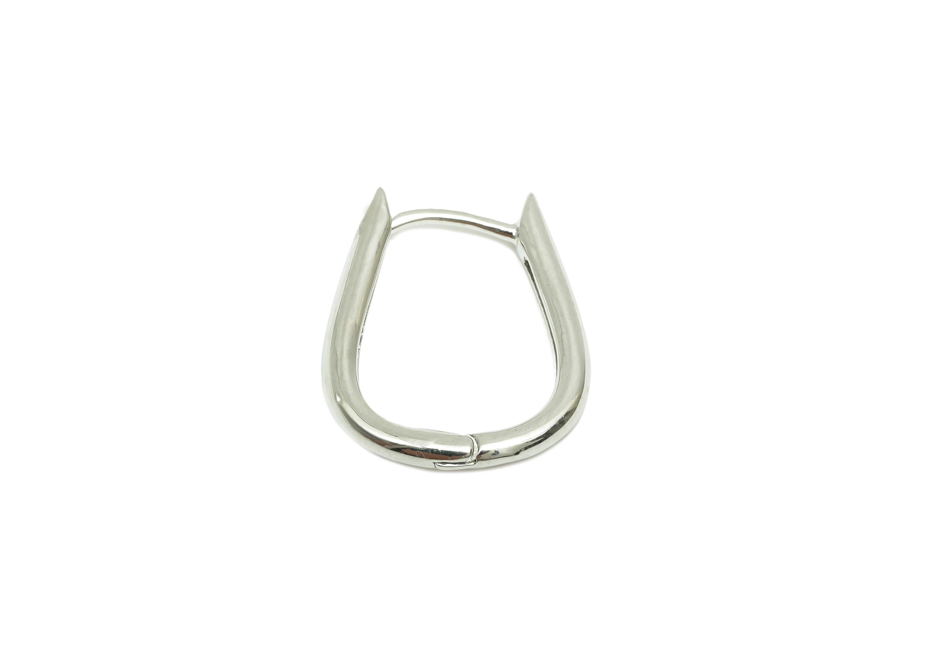 Drop U Huggie Hoop Earring - For Women's Hoop Earring - Brass Daily wear Earring - 18K Real White Gold Plated - 14.51x14.51x2.01mm - RGP8230 - DOMEDBAZAAR