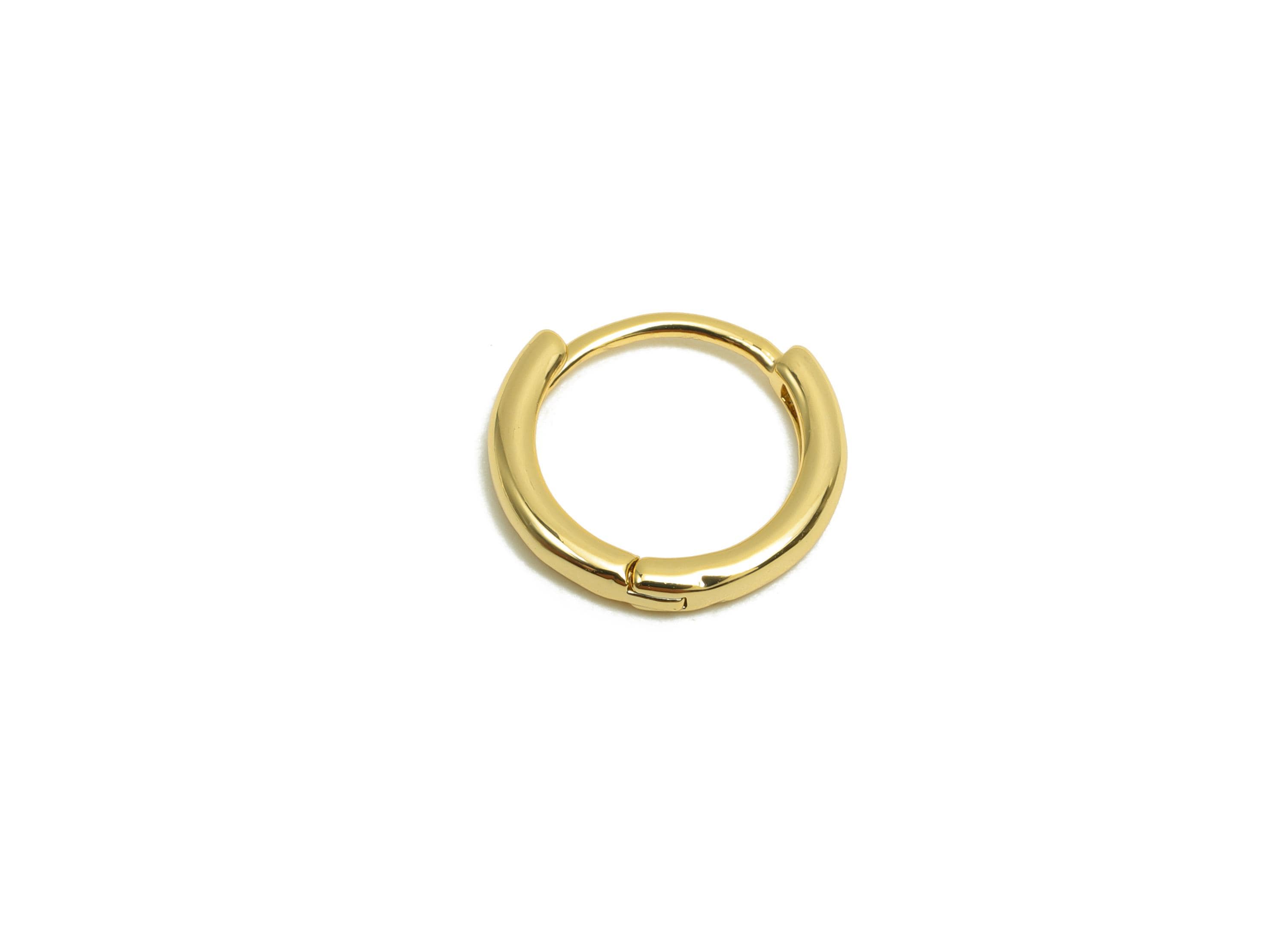 Brass Huggie Hoop Earring - Minimalist Gift For Her - Gold Jewelry Hoop Clasp Earring - 18K Real Gold Plating - 10.9x11.86x1.6mm - RGP8316 - DOMEDBAZAAR