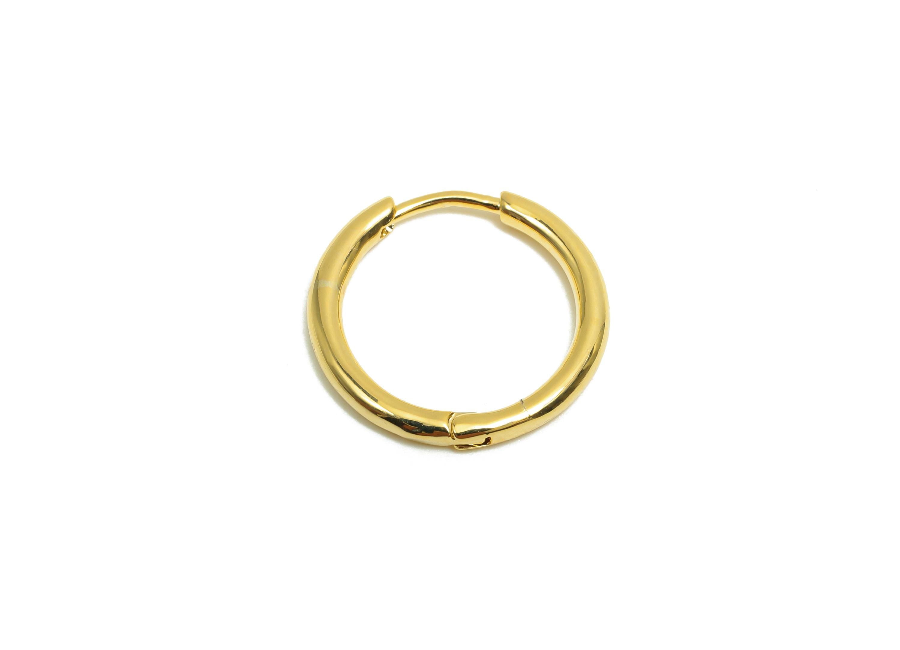 Brass Huggie Hoop Earring - Minimalist Gift For Her - Brass Gold Jewelry Hoop Clasp Earring - 18K Real Gold Plating - 17.89x18x2mm- RGP8310 - DOMEDBAZAAR