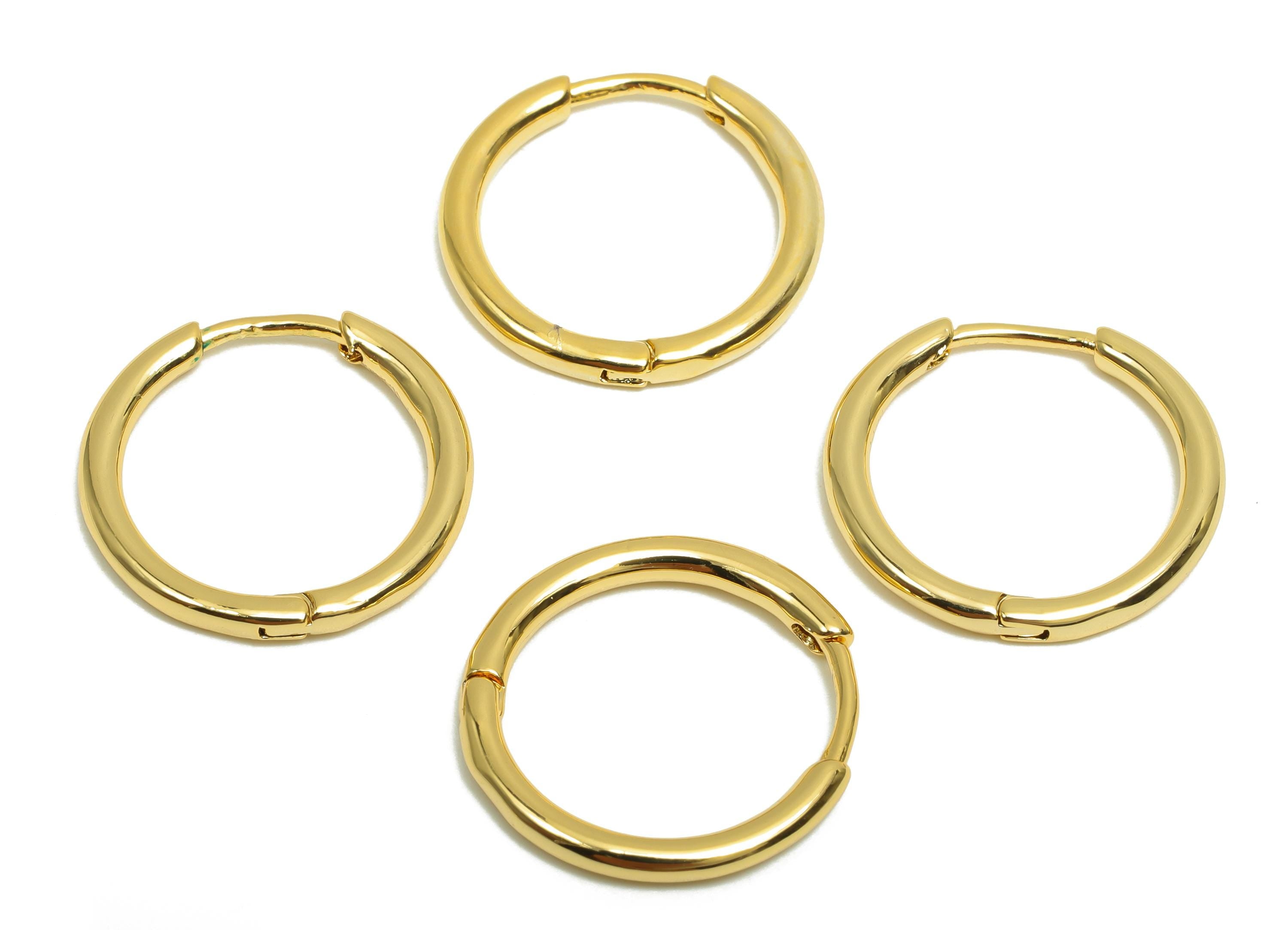 Brass Huggie Hoop Earring - Minimalist Gift For Her - Brass Gold Jewelry Hoop Clasp Earring - 18K Real Gold Plating - 17.89x18x2mm- RGP8310 - DOMEDBAZAAR