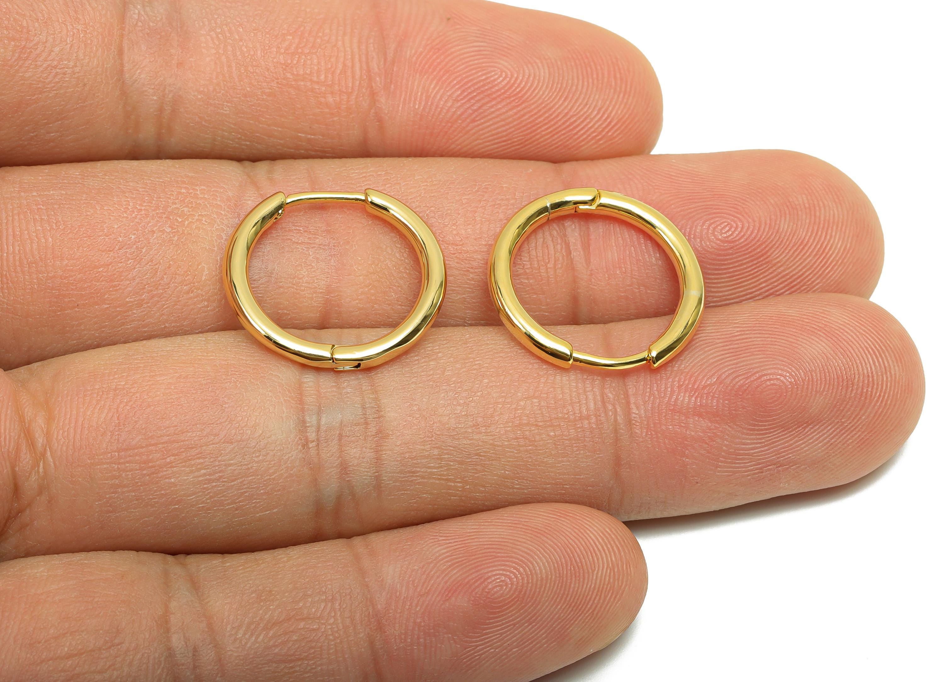 Brass Huggie Hoop Earring - Minimalist Gift For Her - Brass Gold Jewelry Hoop Clasp Earring - 18K Real Gold Plating - 17.89x18x2mm- RGP8310 - DOMEDBAZAAR