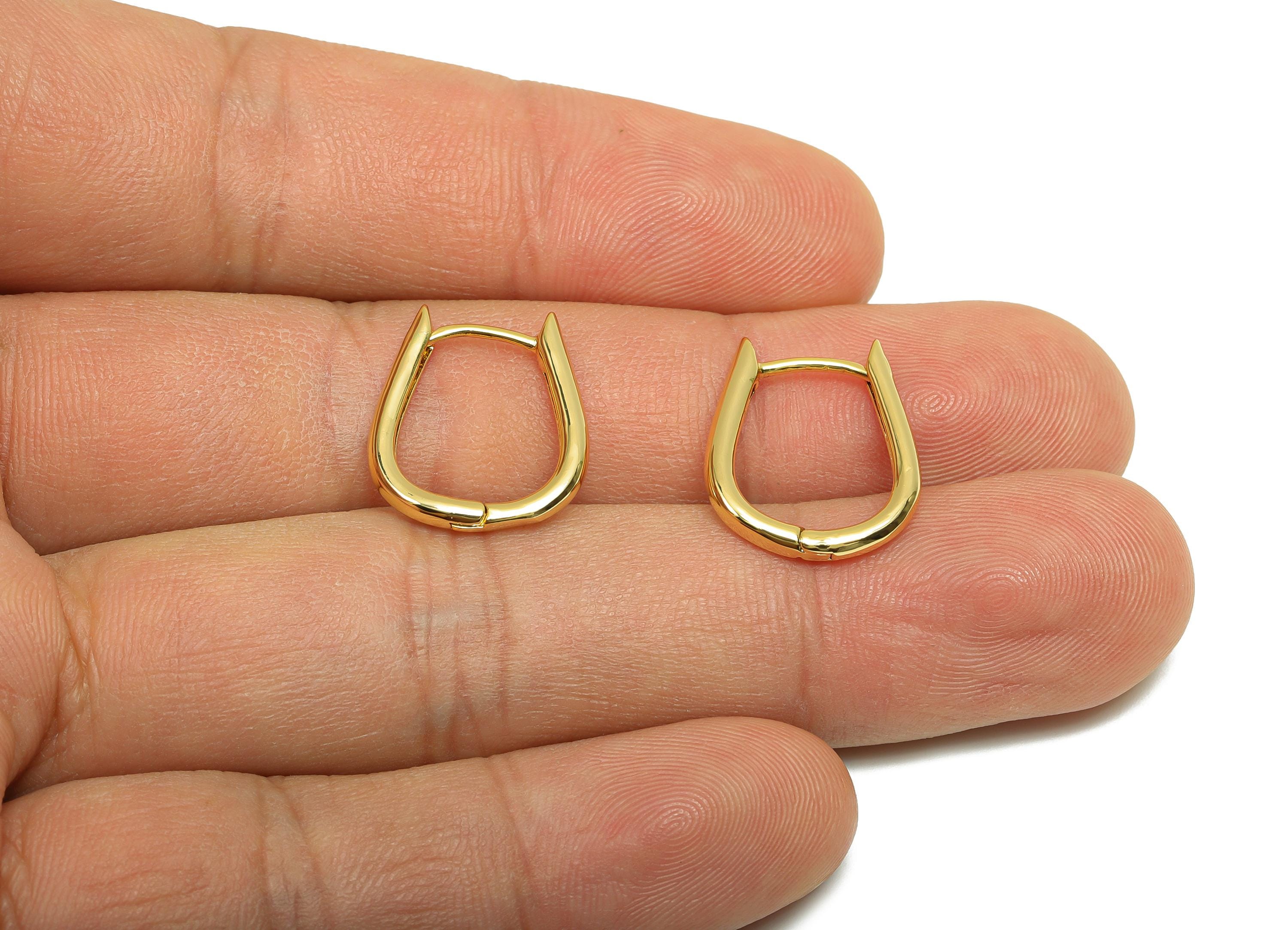 Brass Huggie Hoop Earring - Minimalist Gift For Her - Brass Hoop Clasp Earring - 18K Real Gold Plating - 17.32x14.51x2.01mm - RGP8304 - DOMEDBAZAAR