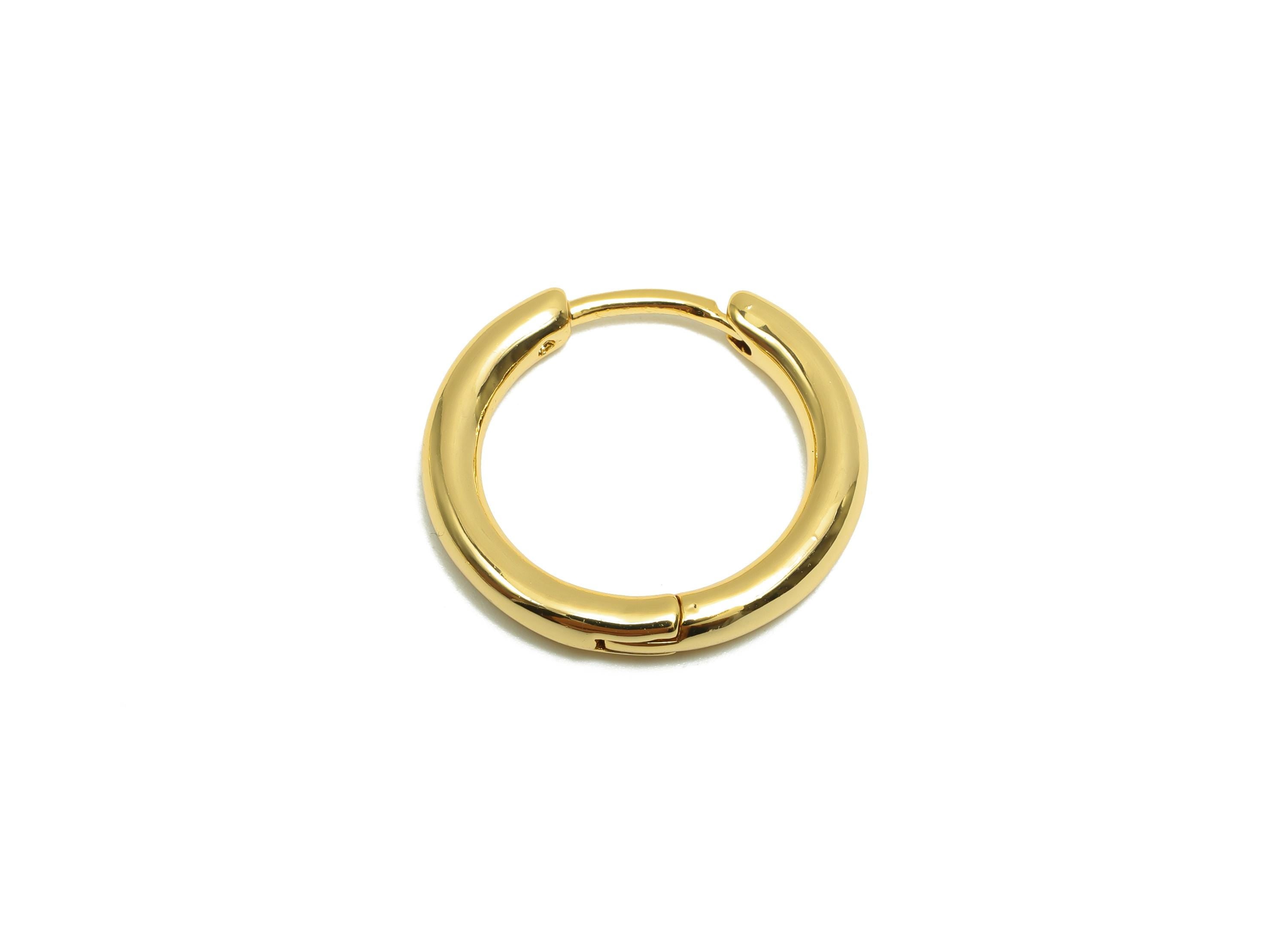 Brass Huggie Hoop Earring - Minimalist Gift For Her - Brass Gold Jewelry Hoop Clasp Earring - 18K Real Gold Plating - 18.62x19x1mm - RGP8309 - DOMEDBAZAAR
