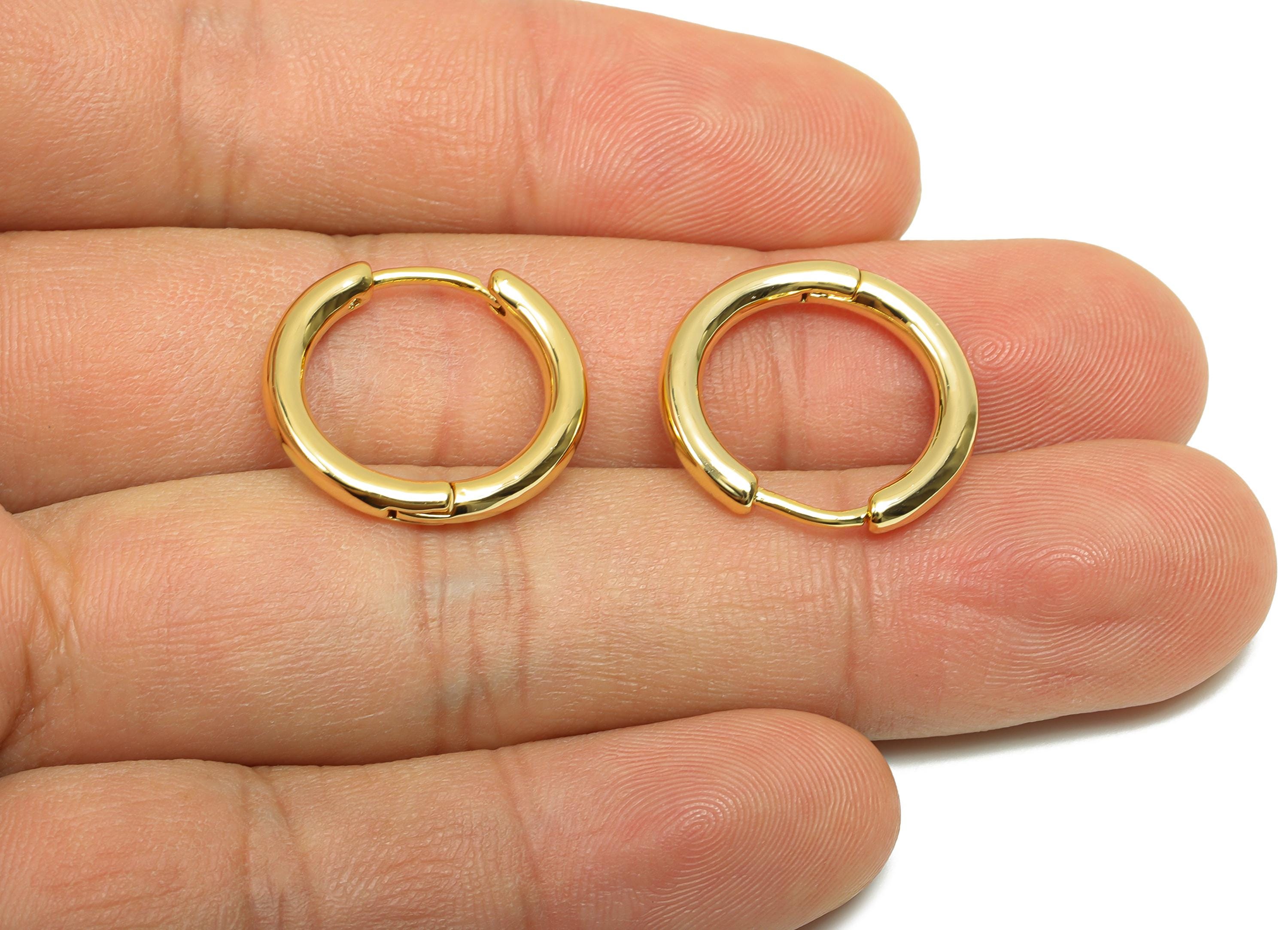 Brass Huggie Hoop Earring - Minimalist Gift For Her - Brass Gold Jewelry Hoop Clasp Earring - 18K Real Gold Plating - 18.62x19x1mm - RGP8309 - DOMEDBAZAAR
