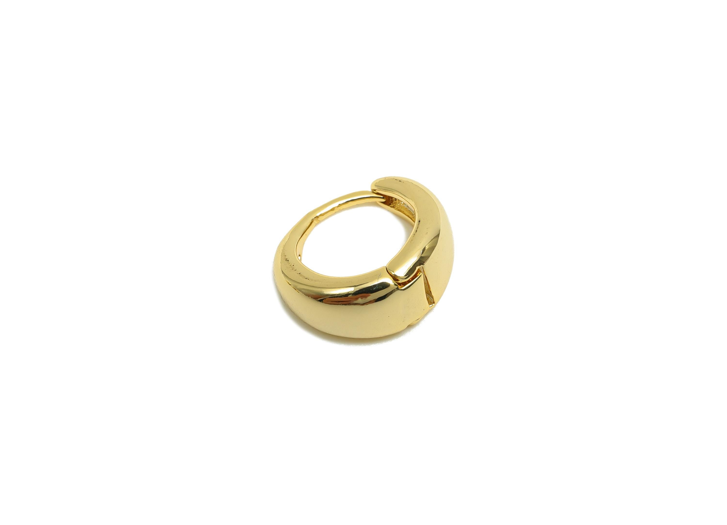 Brass Huggie Hoop Earring - Minimalist Gift For Her - Brass Thick Hoop Earring - Gold Jewelry - 18K Real Gold Plating - 10x11x2mm - RGP8296 - DOMEDBAZAAR