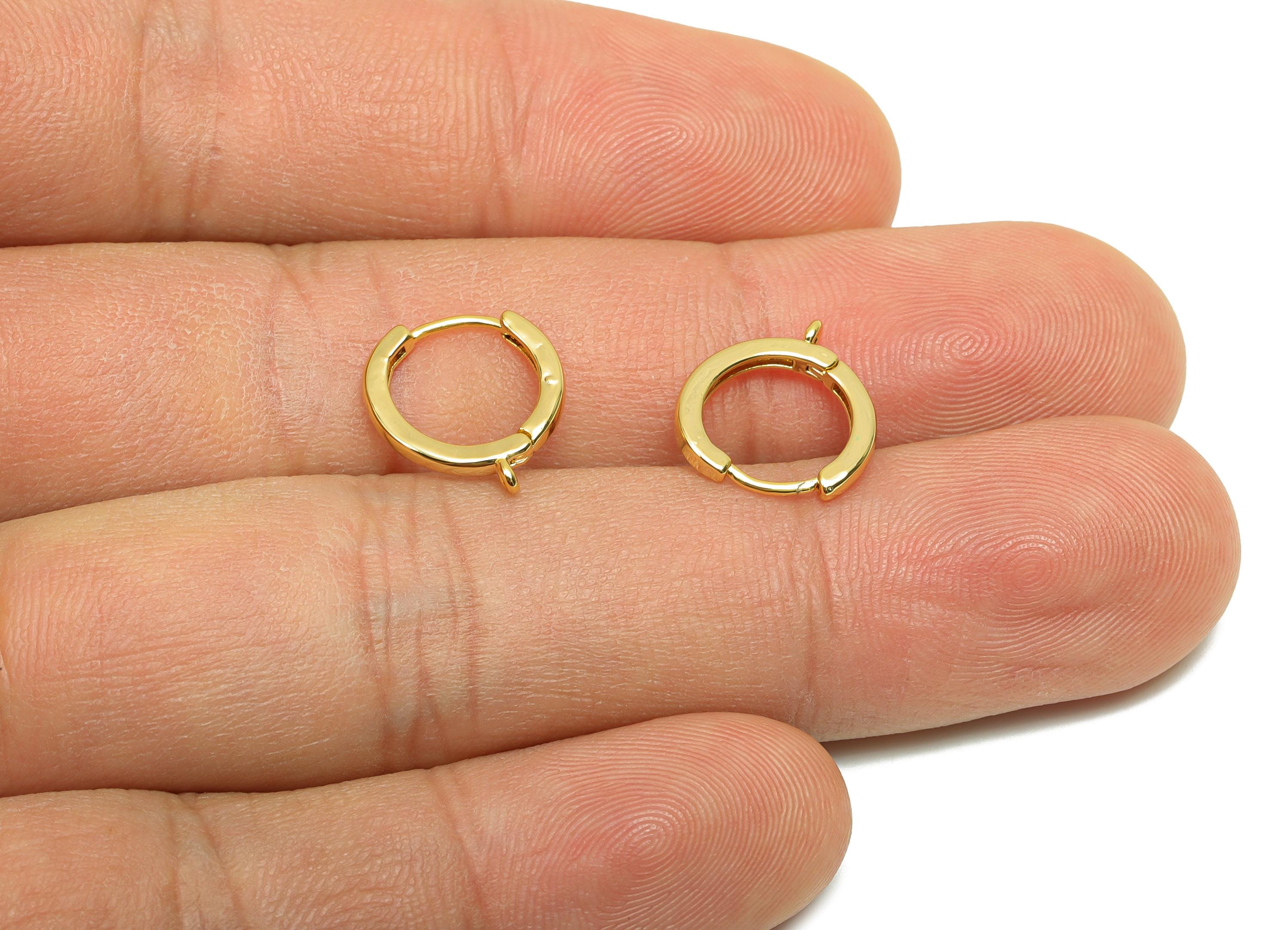 Brass Hoop Earring - Minimalist Gift For Her - Brass Gold Jewelry Huggie Earring With Loop - 18K Real Gold Plating - 12.91x11x1mm - RGP8293 - DOMEDBAZAAR