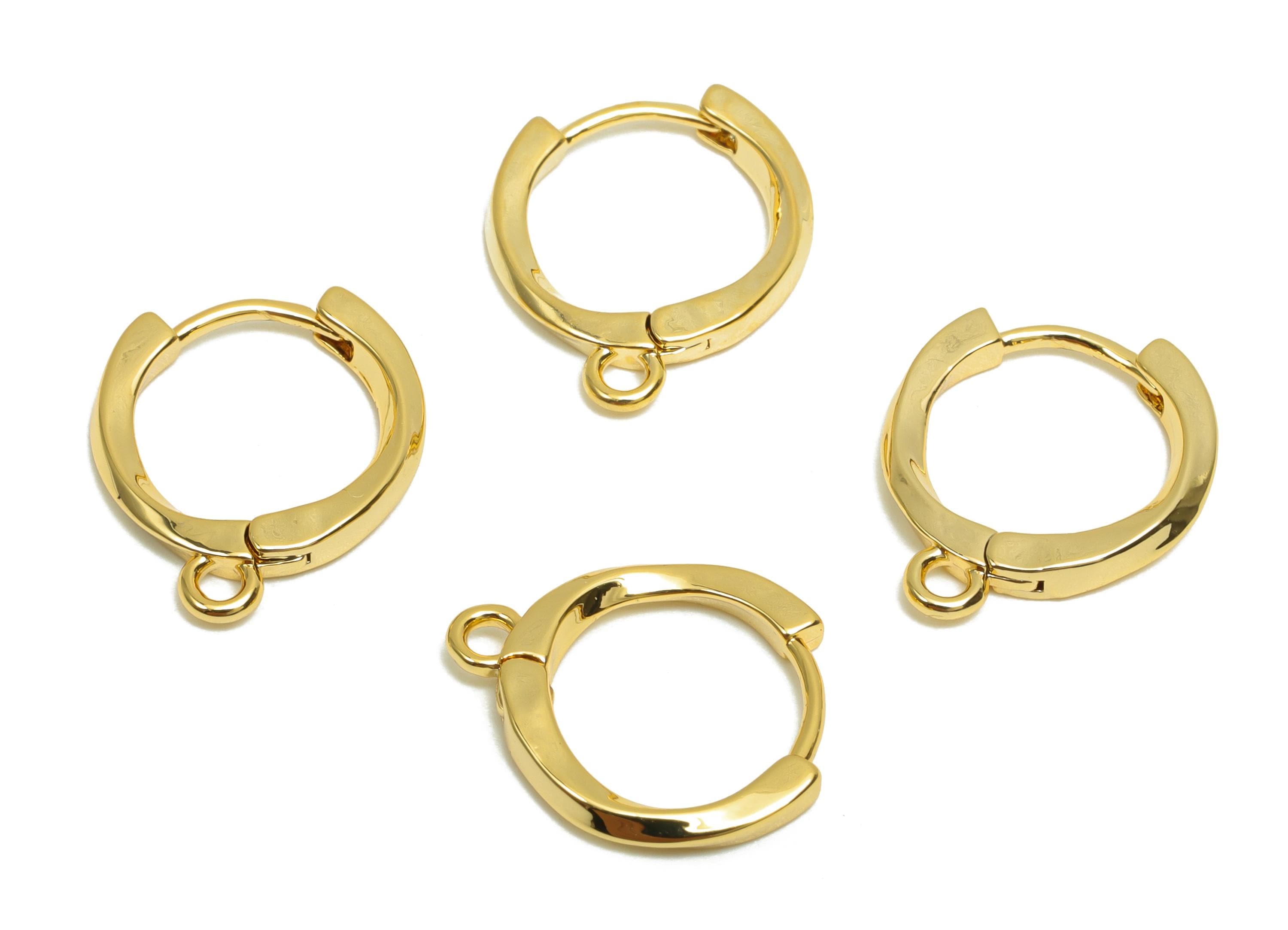 Brass Hoop Earring - Minimalist Gift For Her - Brass Huggie Earring With Loop - Gold Jewelry - 18K Real Gold Plating - 14x12x1mm - RGP8294 - DOMEDBAZAAR