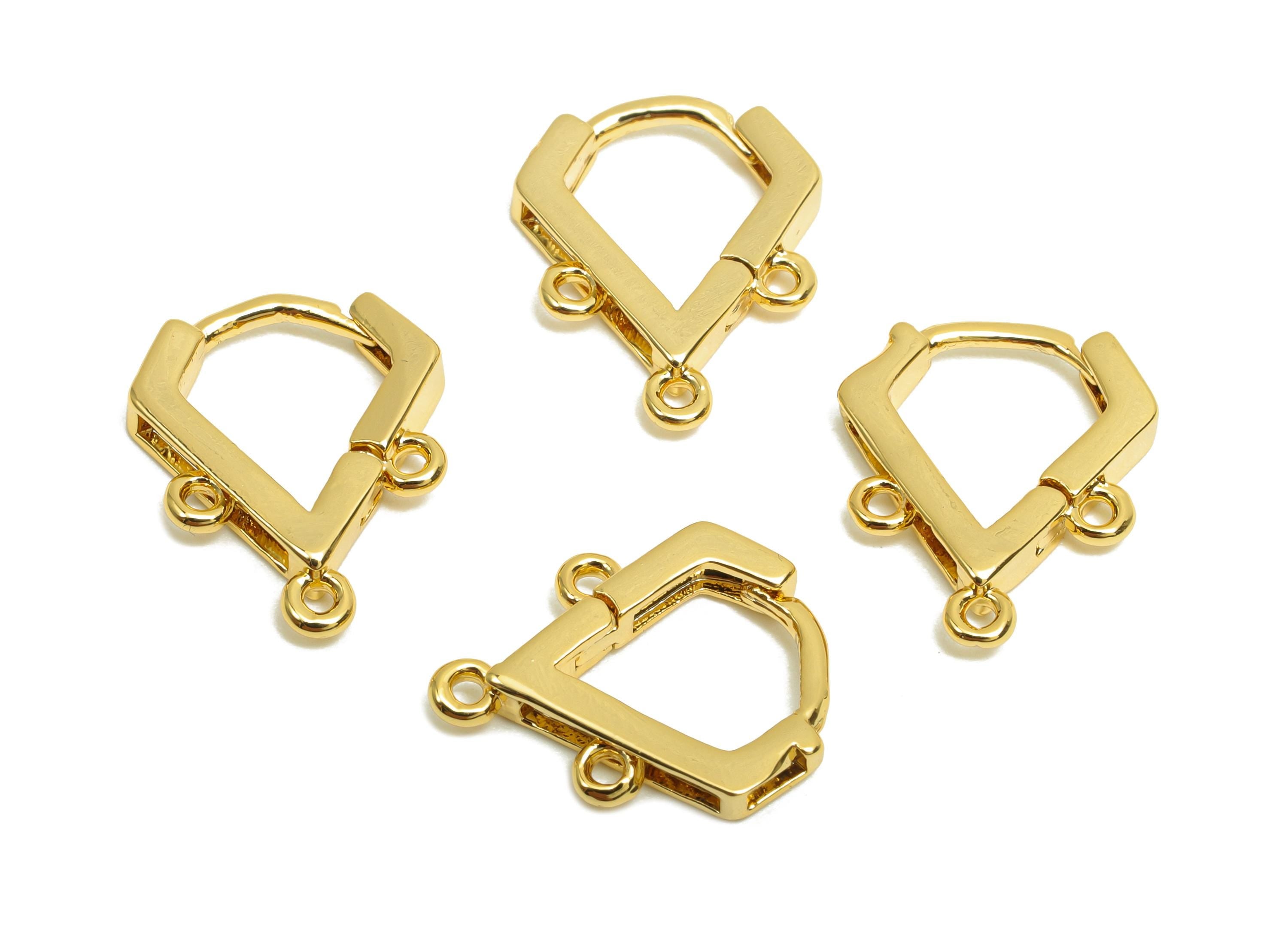 Brass Hoop Earring - Gift For Her - Brass Huggie Earring With Loop - Gold Jewelry - For Tassel - 18K Real Gold Plating - 14x11x1mm - RGP8292 - DOMEDBAZAAR