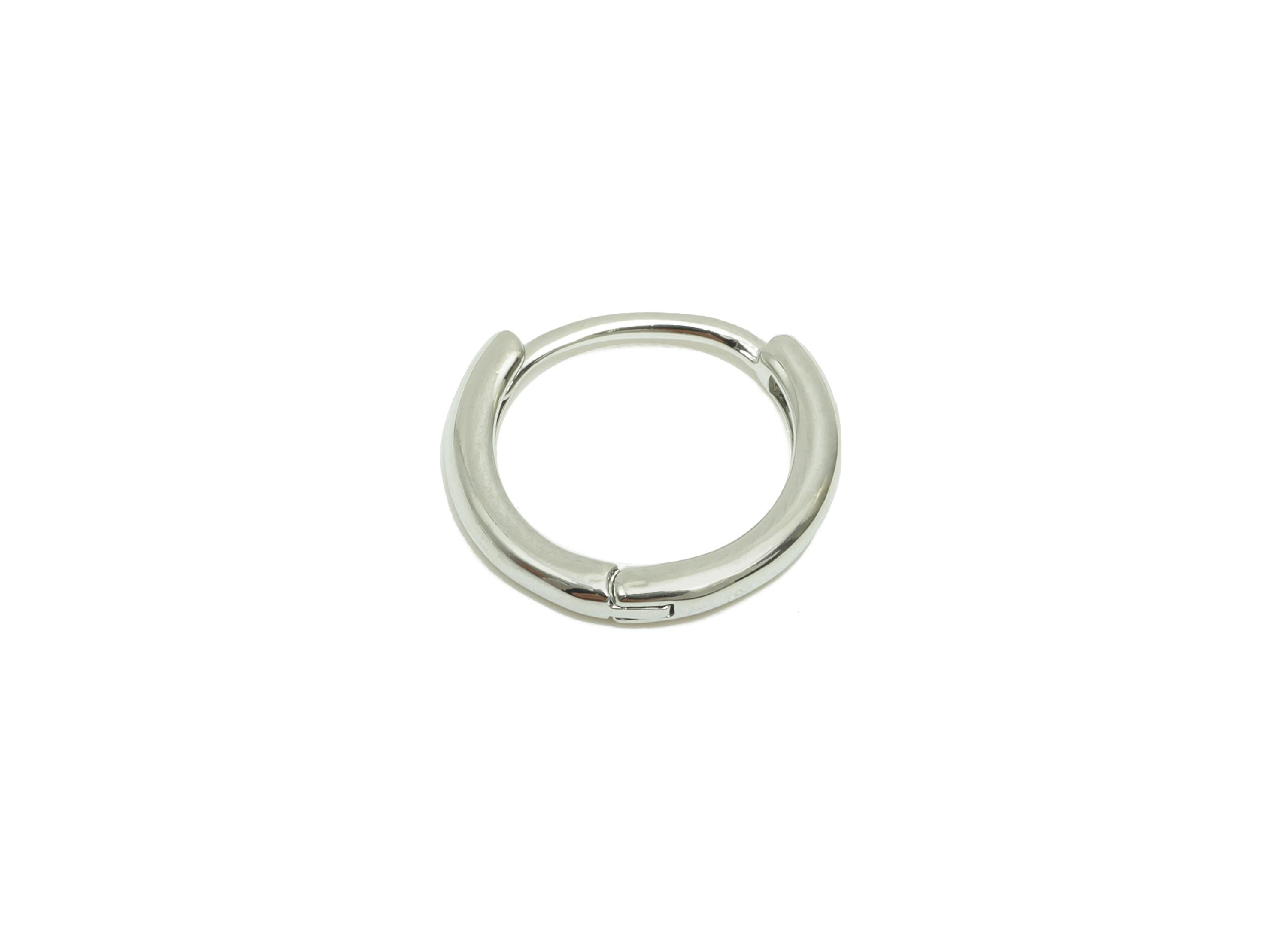 Round Minimalist Earring - For Girl's Mini Huggie Earring - Brass Daily Wear Hoop Ear - 18K Real White Gold Plated- 10.9x11.89x1.6mm-RGP8242 - DOMEDBAZAAR