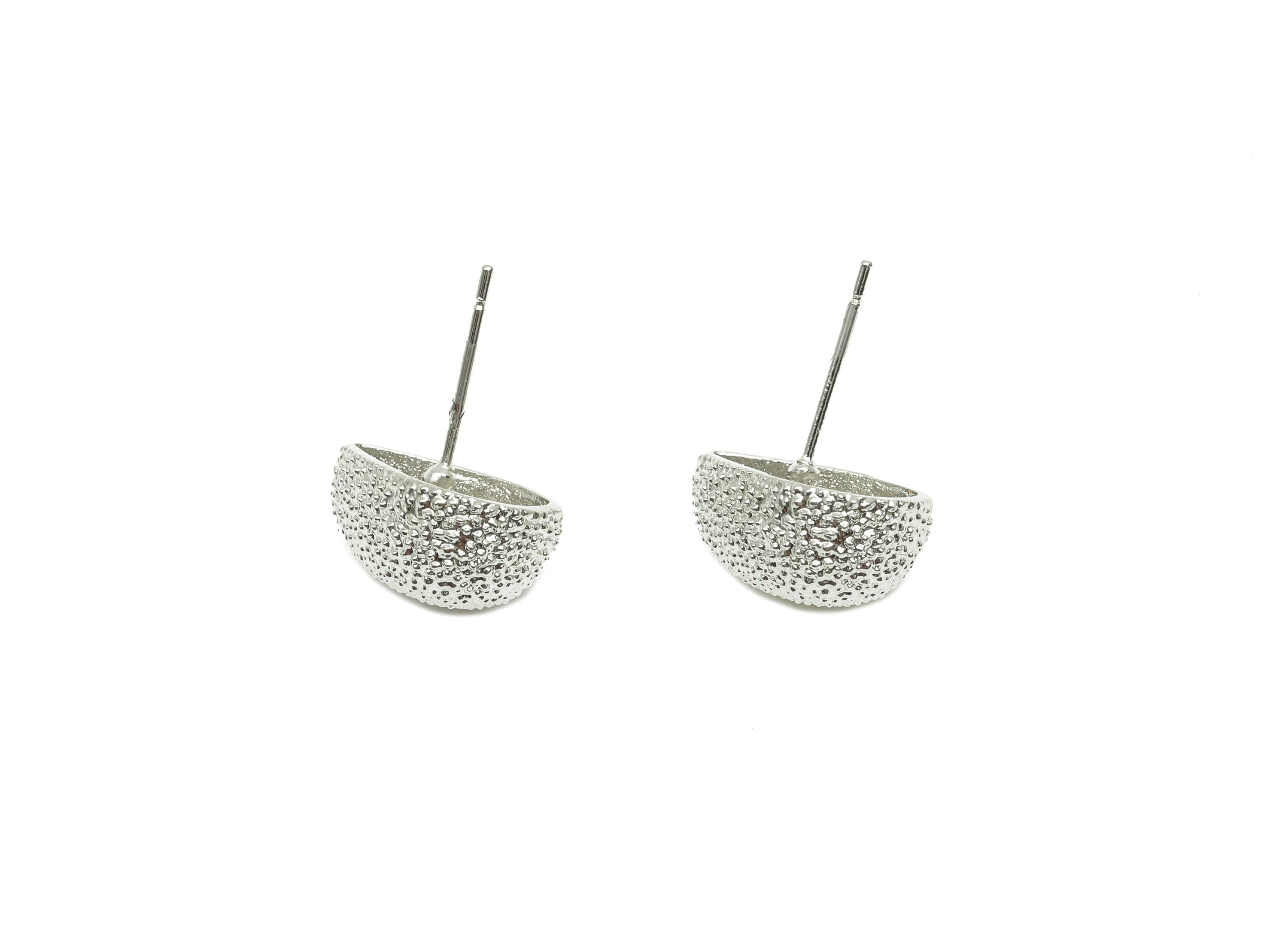 Textured Drop Earring Stud - For Woman's Earring Post - Brass Drop Earring for Party - 18K Real White Gold Plating - 17x13.33x8.2mm- RGP8248 - DOMEDBAZAAR