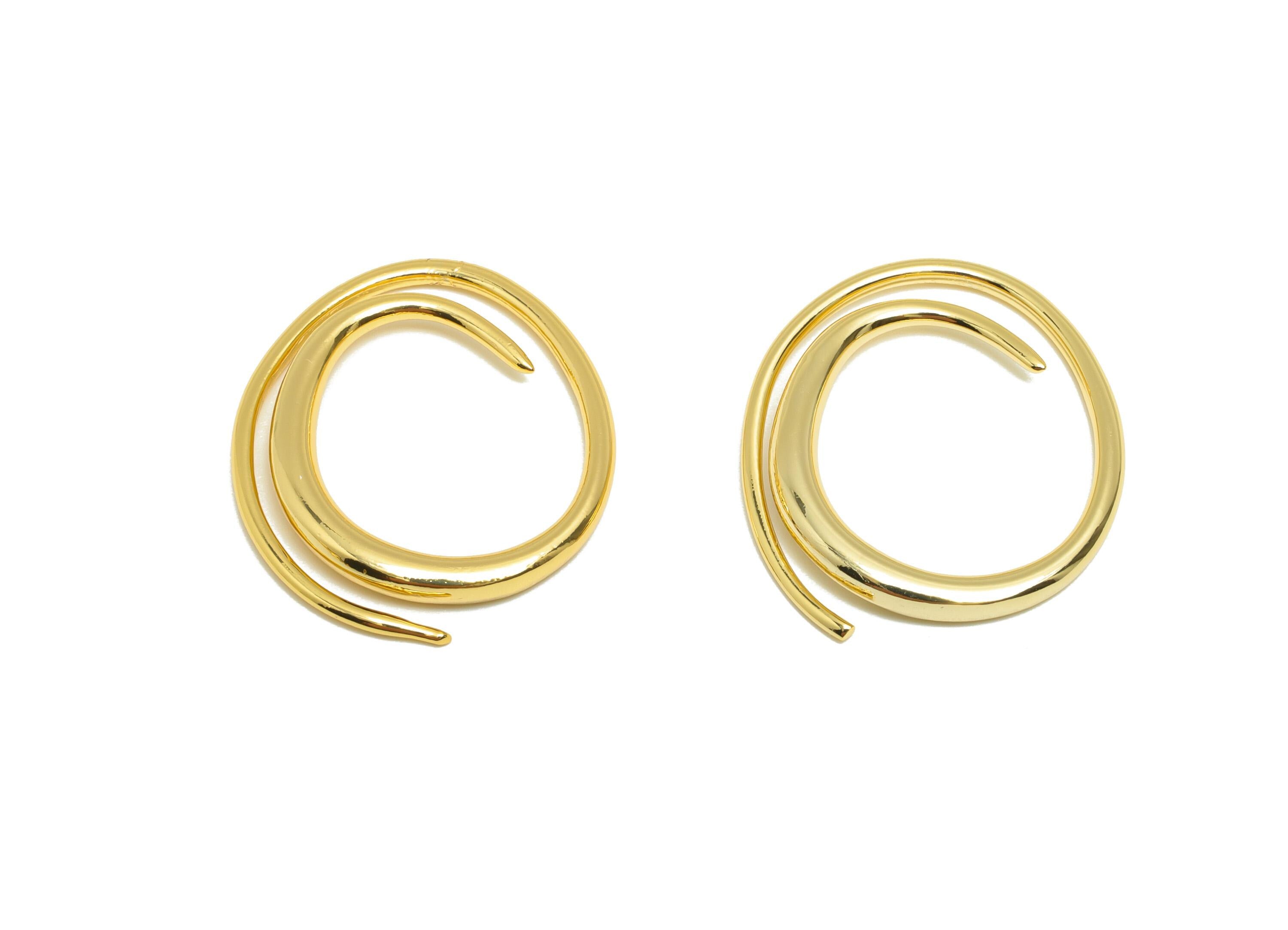 Brass Spiral Earring Wire - Gold Circle Earring Wire for Woman's - Minimalist Earring Wire - 18K Real Gold Plating - 25.4x23x2.74mm- RGP8859 - DOMEDBAZAAR