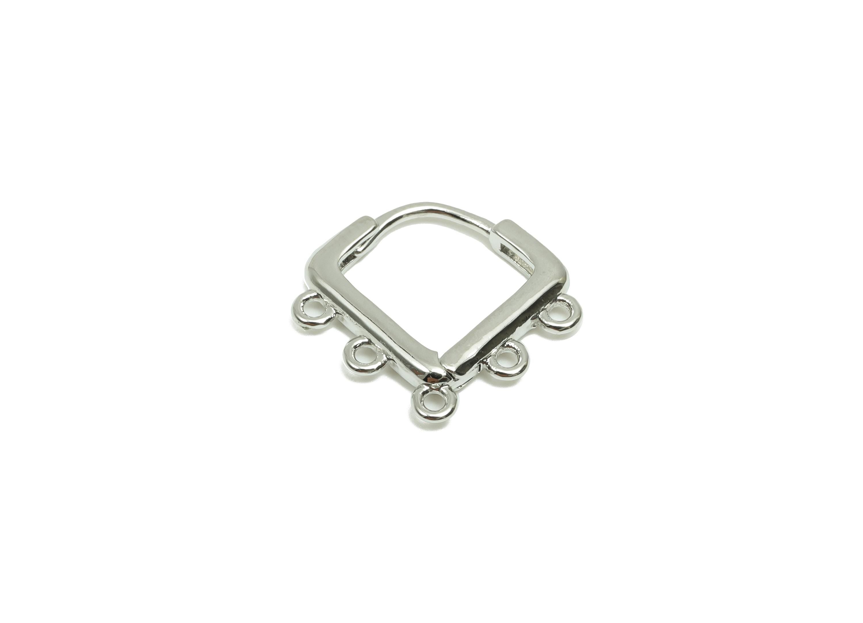 Diamond Huggie Ear - For Lady's Hoop Earring with 5 Loop - Brass Hoop Ear Clasp - 18K Real White Gold Plated - 14.33x14.32x2.06mm - RGP8263 - DOMEDBAZAAR