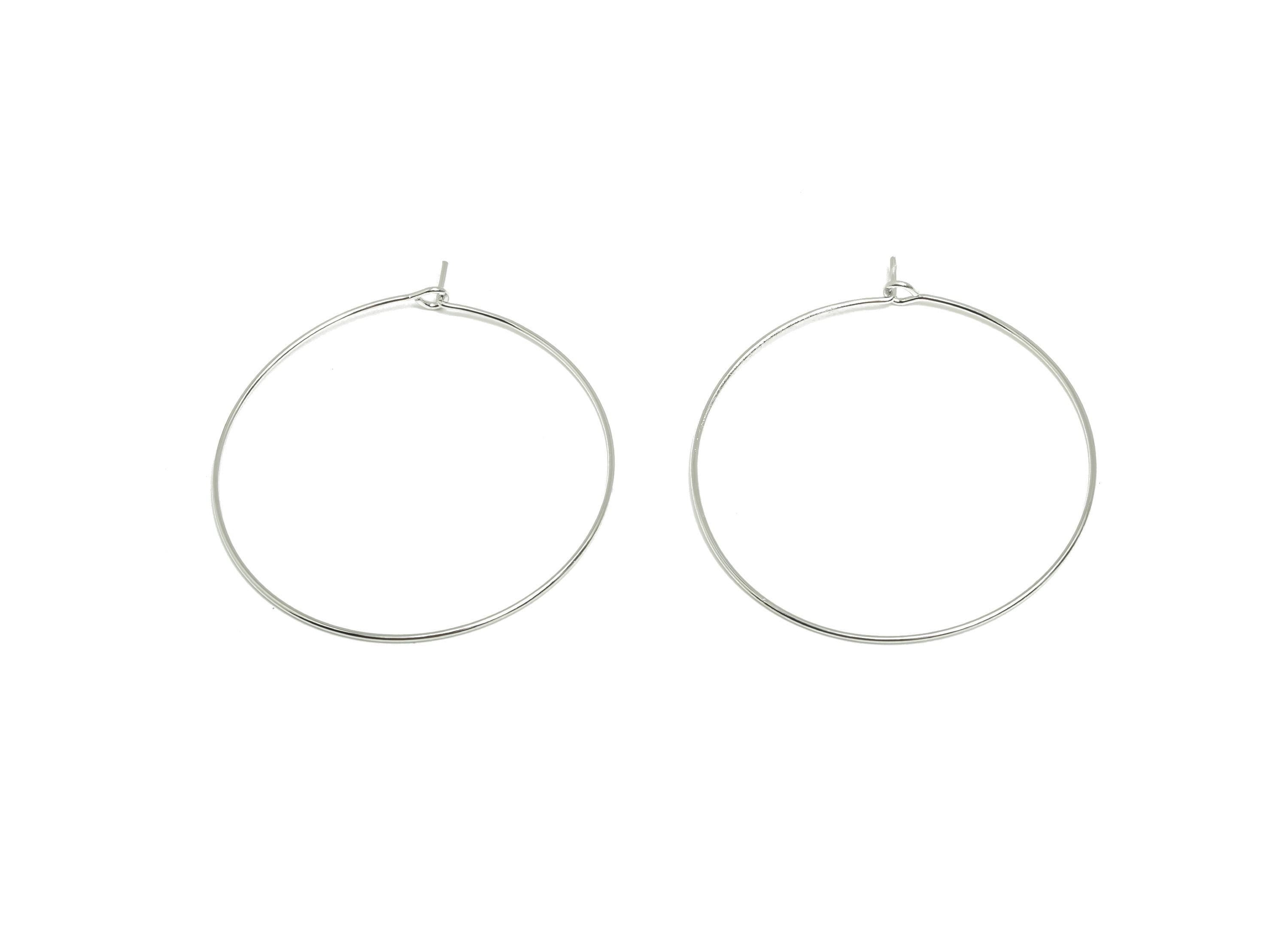 Brass Hoop Earring - Latch Closure Earring - Hoop Earring For Handmade Jeweler Making - 18K Real White Gold Plated - 40x40x1mm - RGP10281-40 - DOMEDBAZAAR