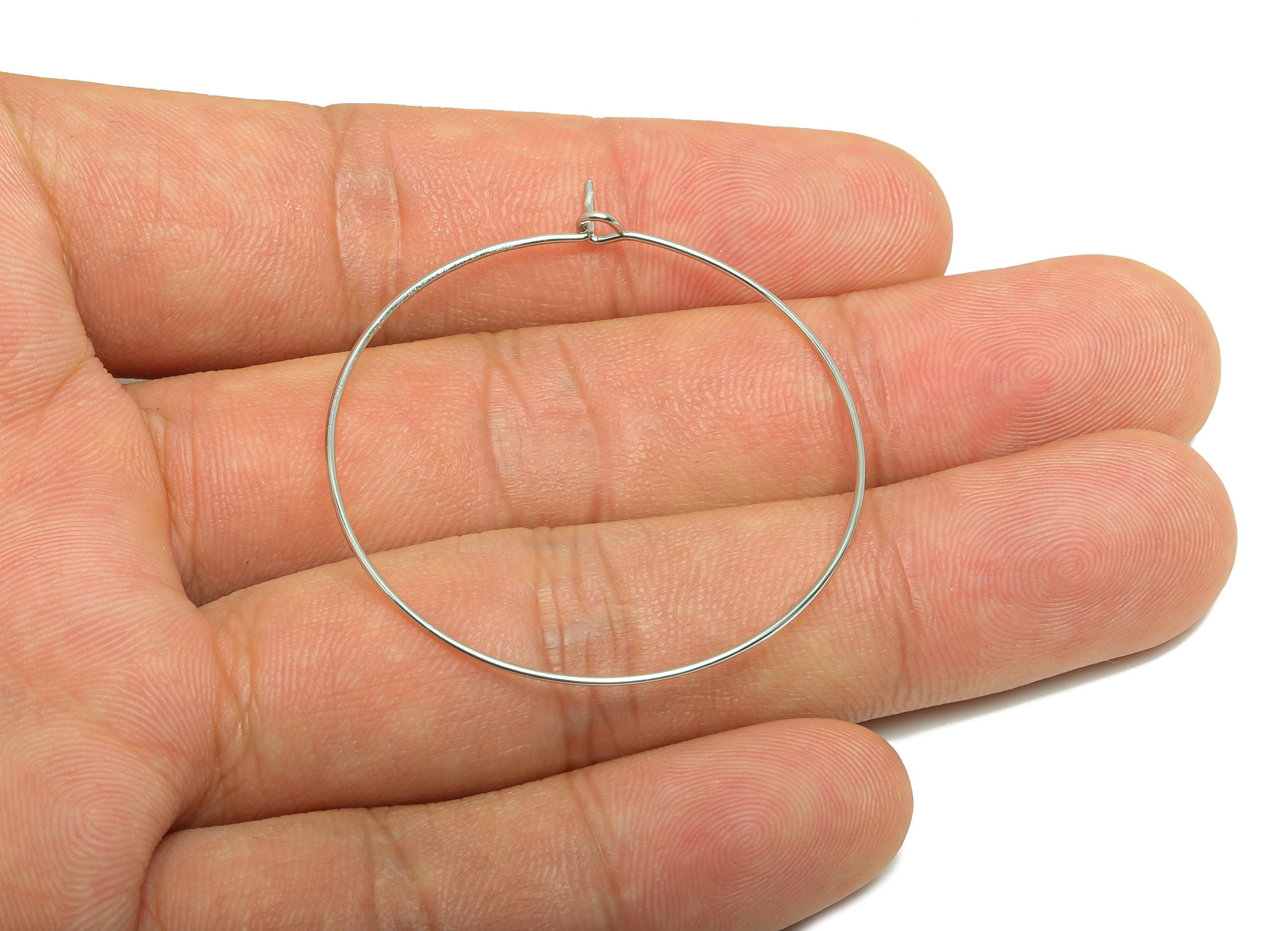 Brass Hoop Earring - Latch Closure Earring - Hoop Earring For Handmade Jeweler Making - 18K Real White Gold Plated - 40x40x1mm - RGP10281-40 - DOMEDBAZAAR