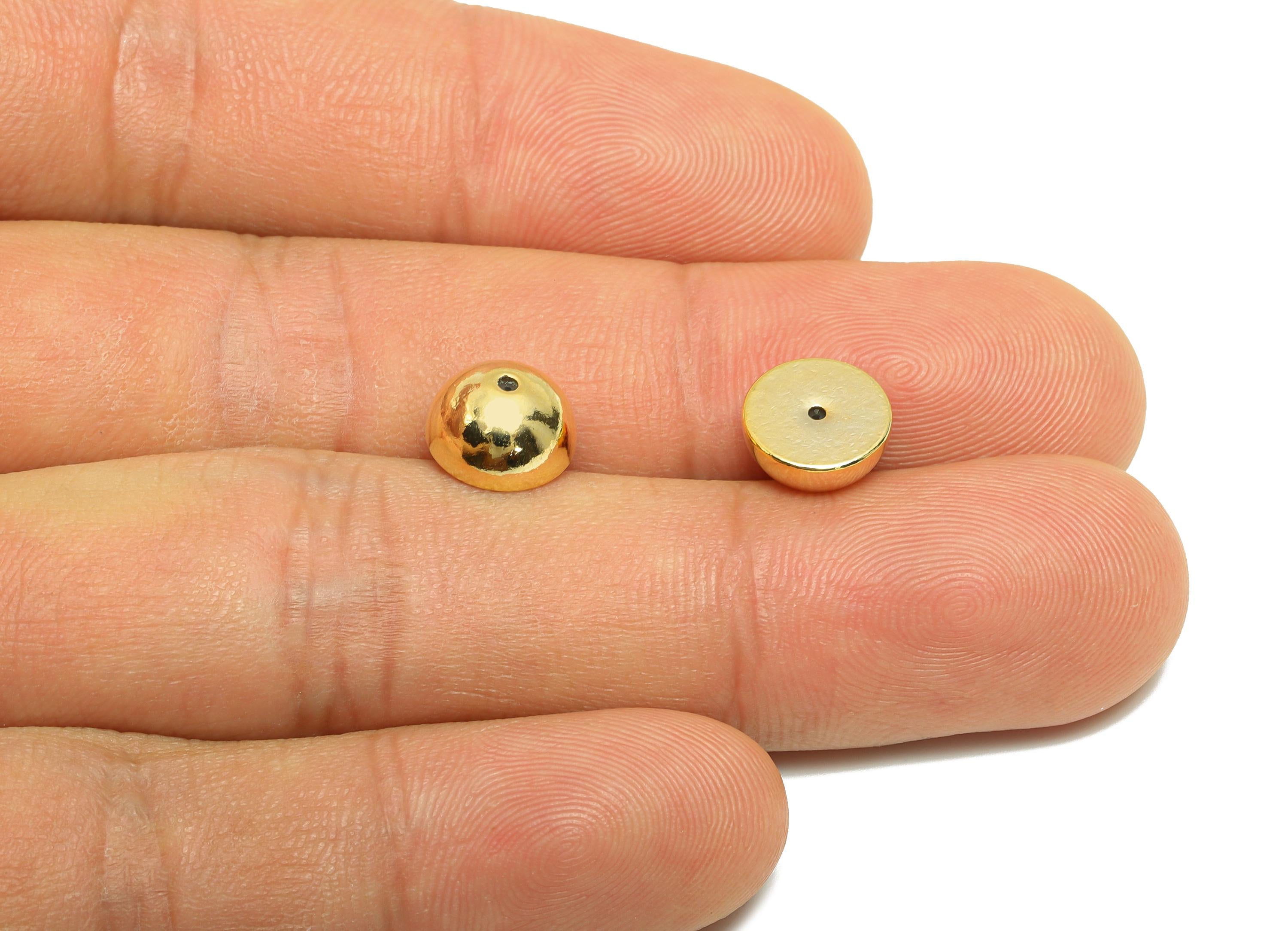 Brass Dome Earring Stopper - Gold Secure Earring Backs - Mini Dome Used as Earring Findings- 18K Real Gold Plating - 9x9x4.7mm - RGP8880 - DOMEDBAZAAR