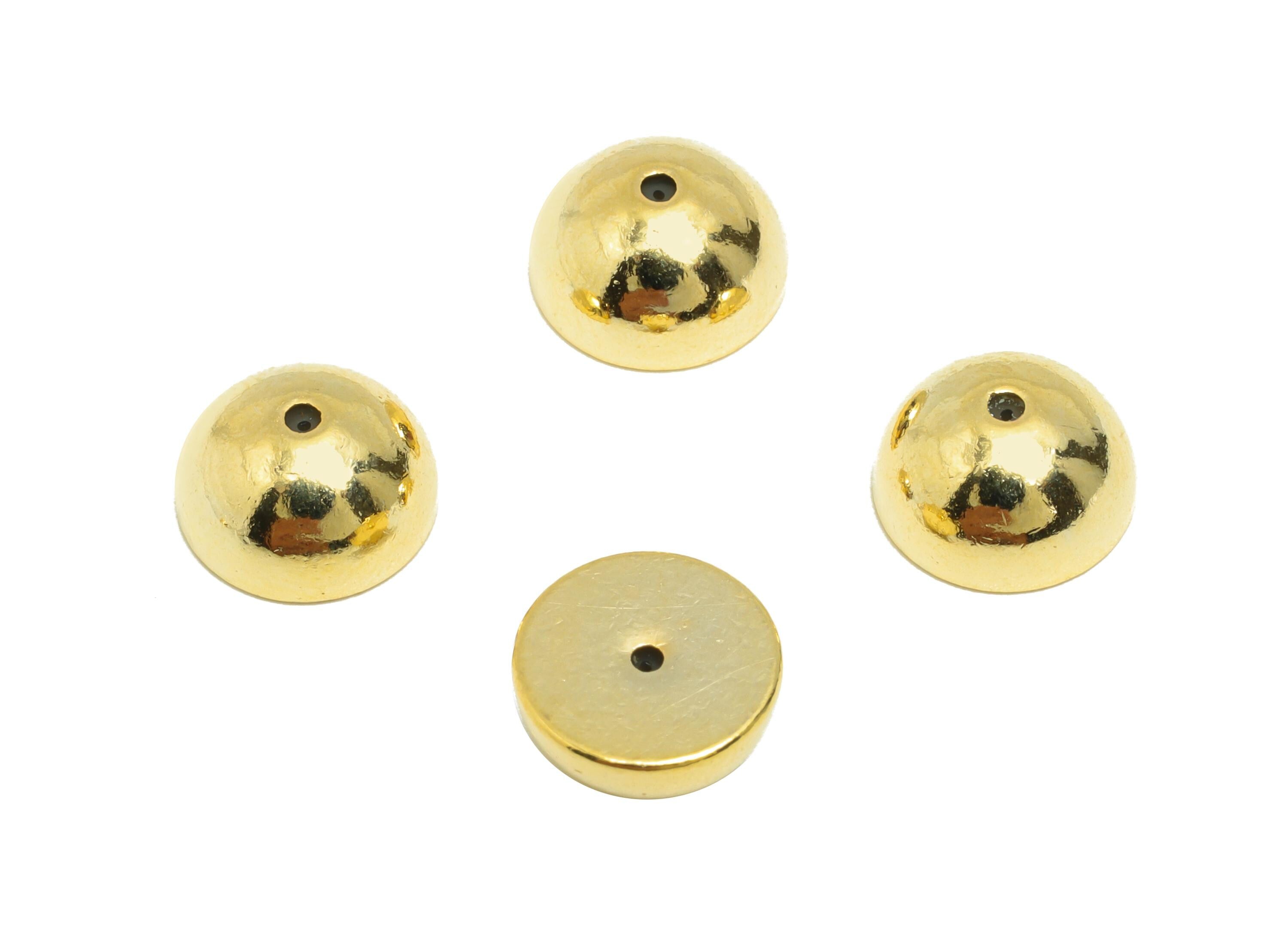 Brass Dome Earring Stopper - Gold Secure Earring Backs - Mini Dome Used as Earring Findings- 18K Real Gold Plating - 9x9x4.7mm - RGP8880 - DOMEDBAZAAR