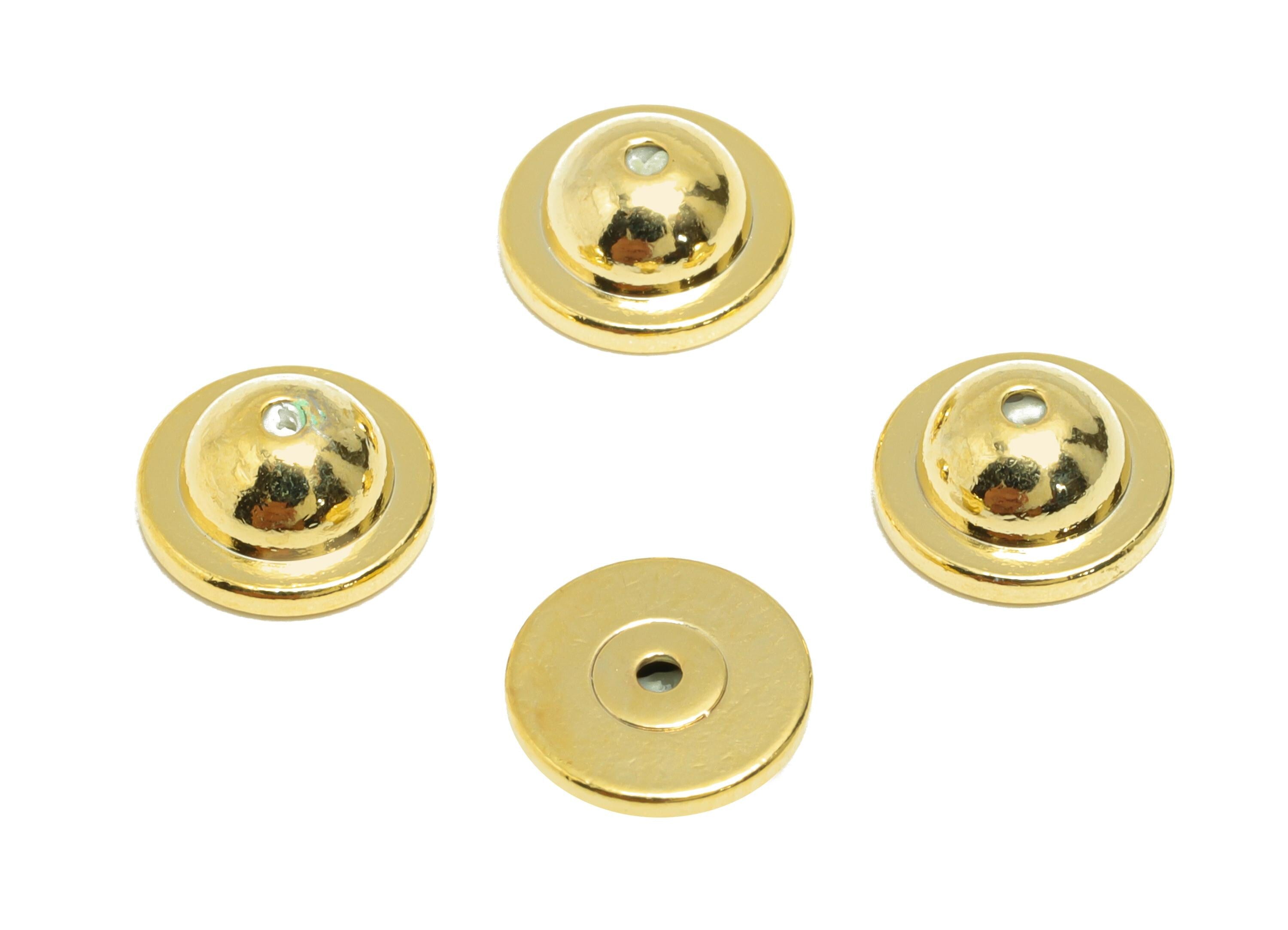 Brass Dome Disc Earring Stopper - Gold Secure Earring Backs - Flat Base Used as Earring Finding - 18K Real Gold Plating - 8x8x3.6mm- RGP8881 - DOMEDBAZAAR