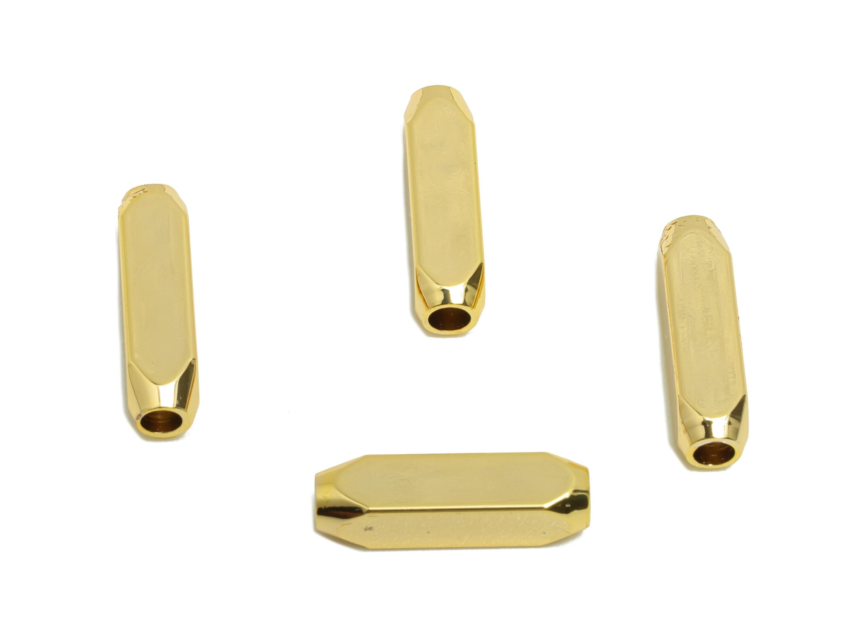 Gold Tube Bead - Brass Tube Spacer Bead for Jewelry Making - Brass Gold Plated Cylinder Bead - 18K Real Gold Plating - 12x3x3mm - RGP10144 - DOMEDBAZAAR