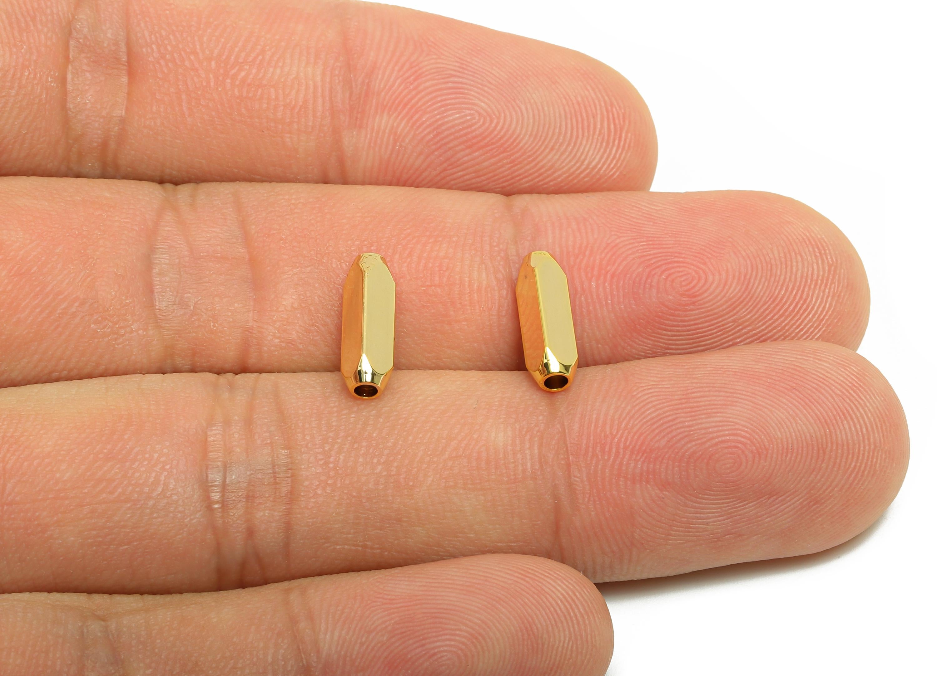 Gold Tube Bead - Brass Tube Spacer Bead for Jewelry Making - Brass Gold Plated Cylinder Bead - 18K Real Gold Plating - 12x3x3mm - RGP10144 - DOMEDBAZAAR