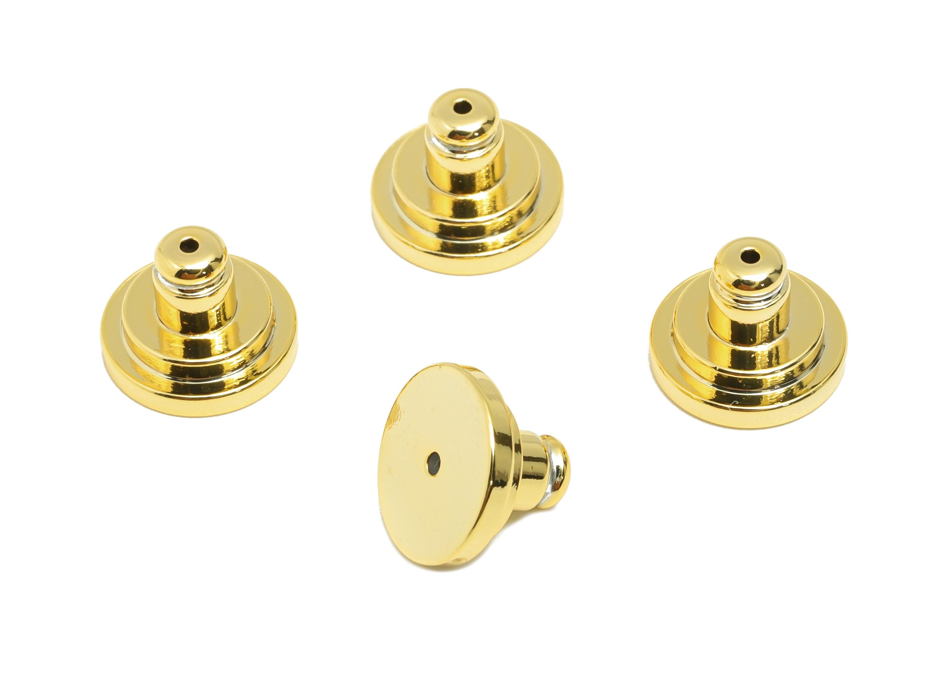 Brass Bullet Earring Stopper - Gold Secure Earring Backs - Flat Base Used as Earring Finding - 18K Real Gold Plating - 10x10x7.23mm- RGP8883 - DOMEDBAZAAR