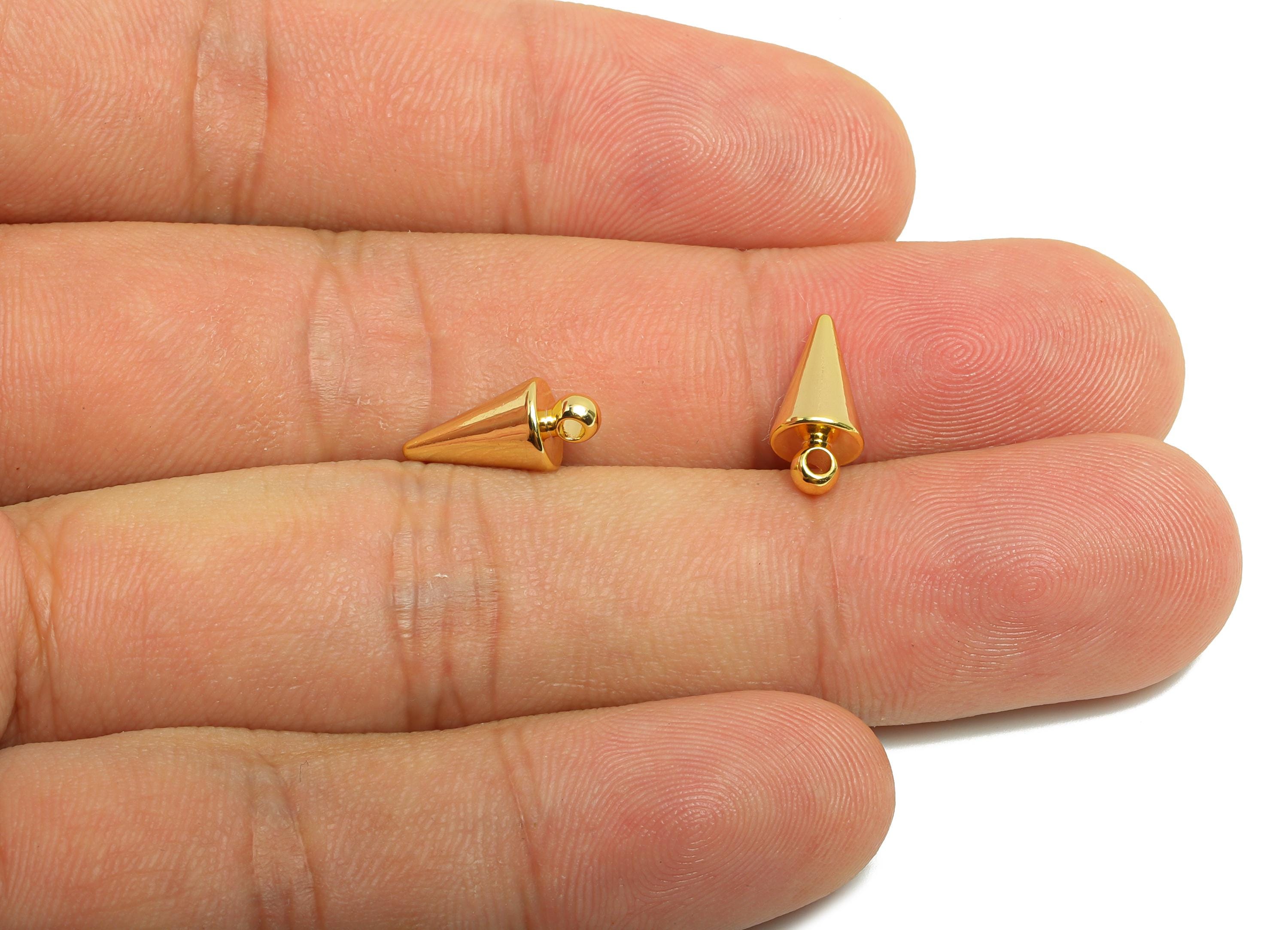 Gold Cone Pendant - Brass Pointed Earring Charm -Elegant Cone Bead - Minimalist Cone Pendant - 18K Real Gold Plating - 16x5x5mm - RGP10143 - DOMEDBAZAAR