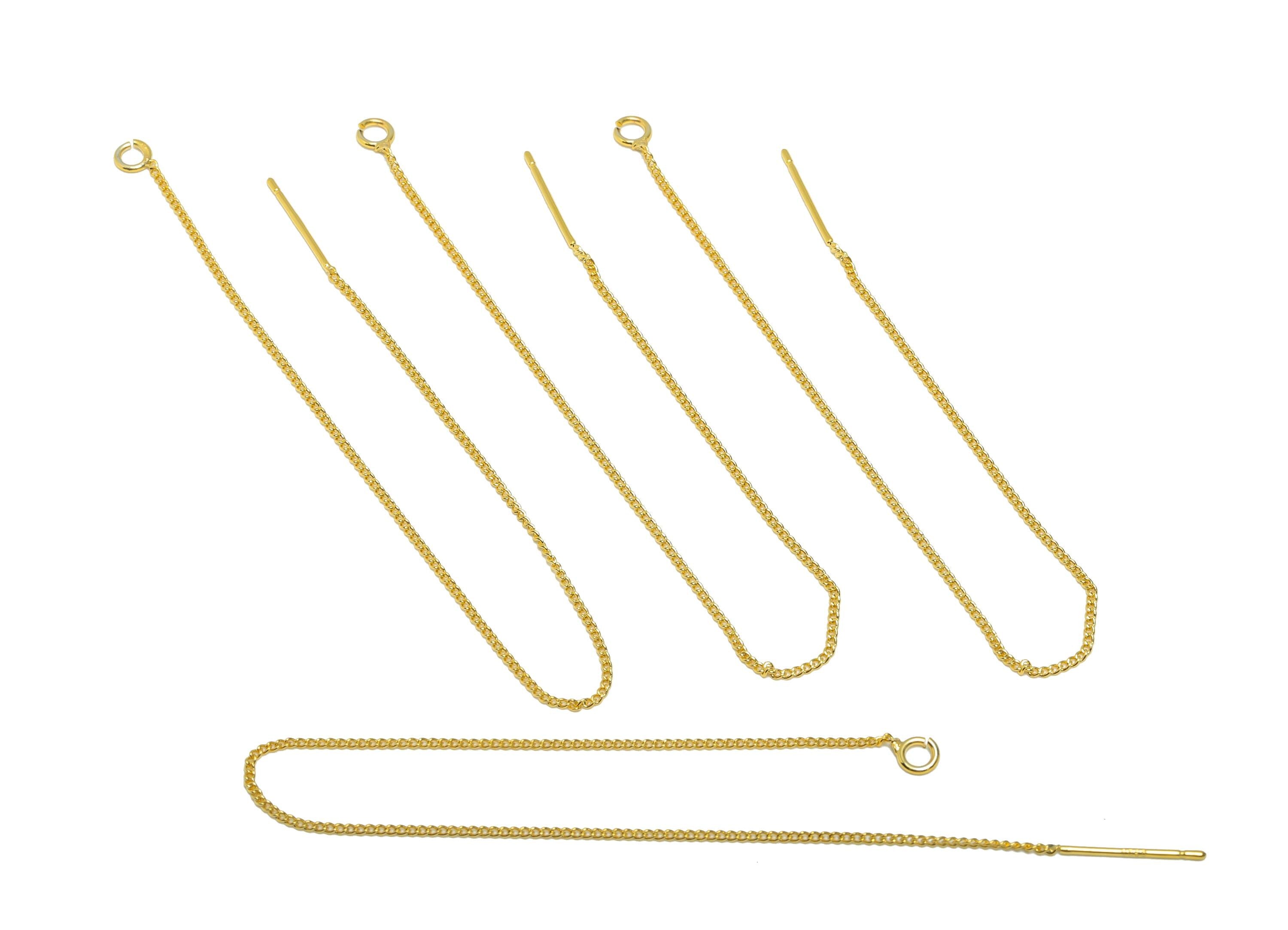 Brass Ear Threader Chain with Loop - 14.5cm Tassel Chain Jewelry Earline - Gold Daily Wear Earring - 18K Real Gold Plating -145x1mm -RGP8894 - DOMEDBAZAAR
