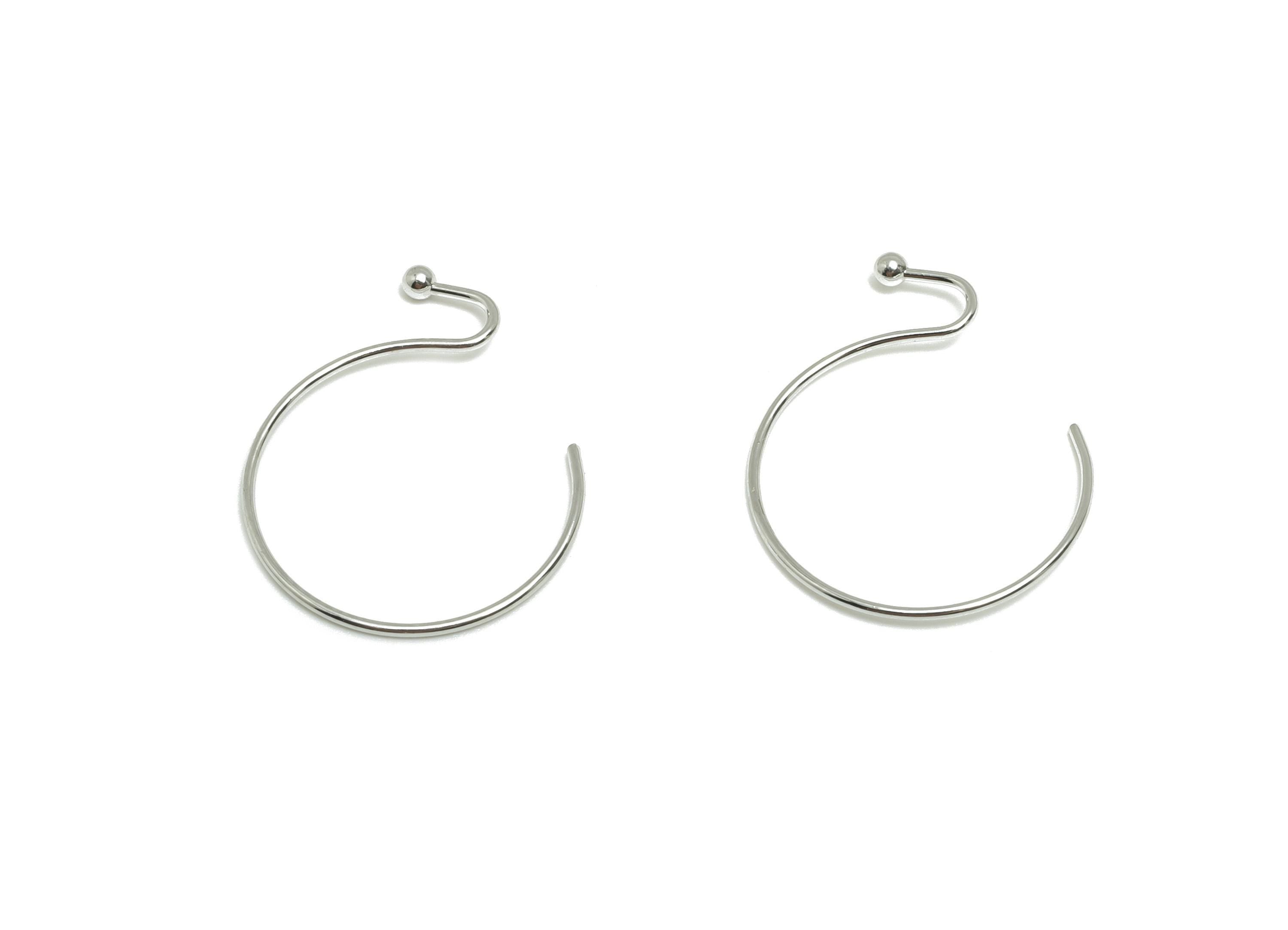 Brass Wire Hook - Metal Ear Wire Hook for Jewelry Making - Brass Minimalist Hoop Earring - 18k Real White Gold Plated - 17x15x1mm-RGP10220 - DOMEDBAZAAR