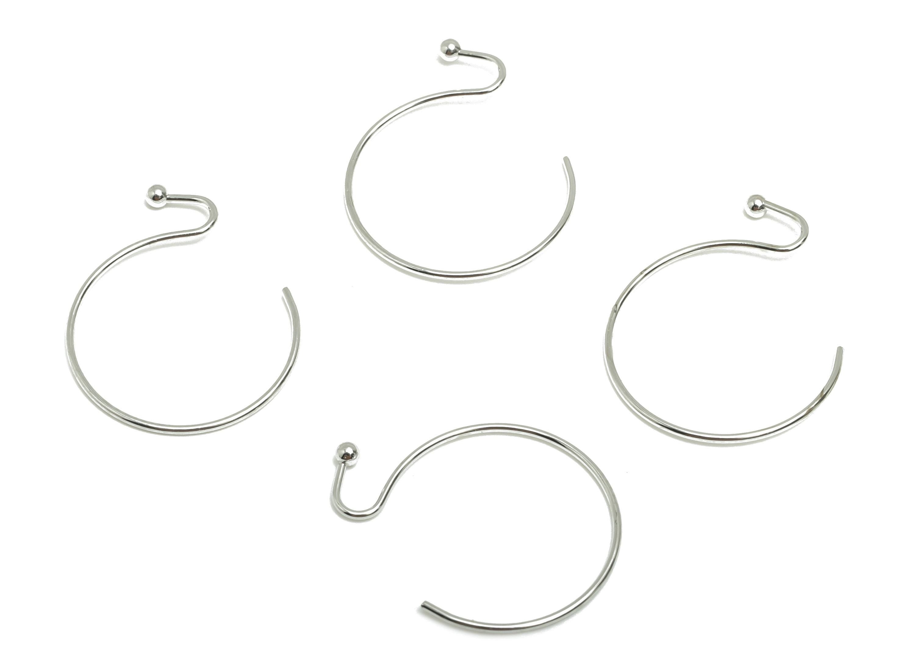 Brass Wire Hook - Metal Ear Wire Hook for Jewelry Making - Brass Minimalist Hoop Earring - 18k Real White Gold Plated - 17x15x1mm-RGP10220 - DOMEDBAZAAR