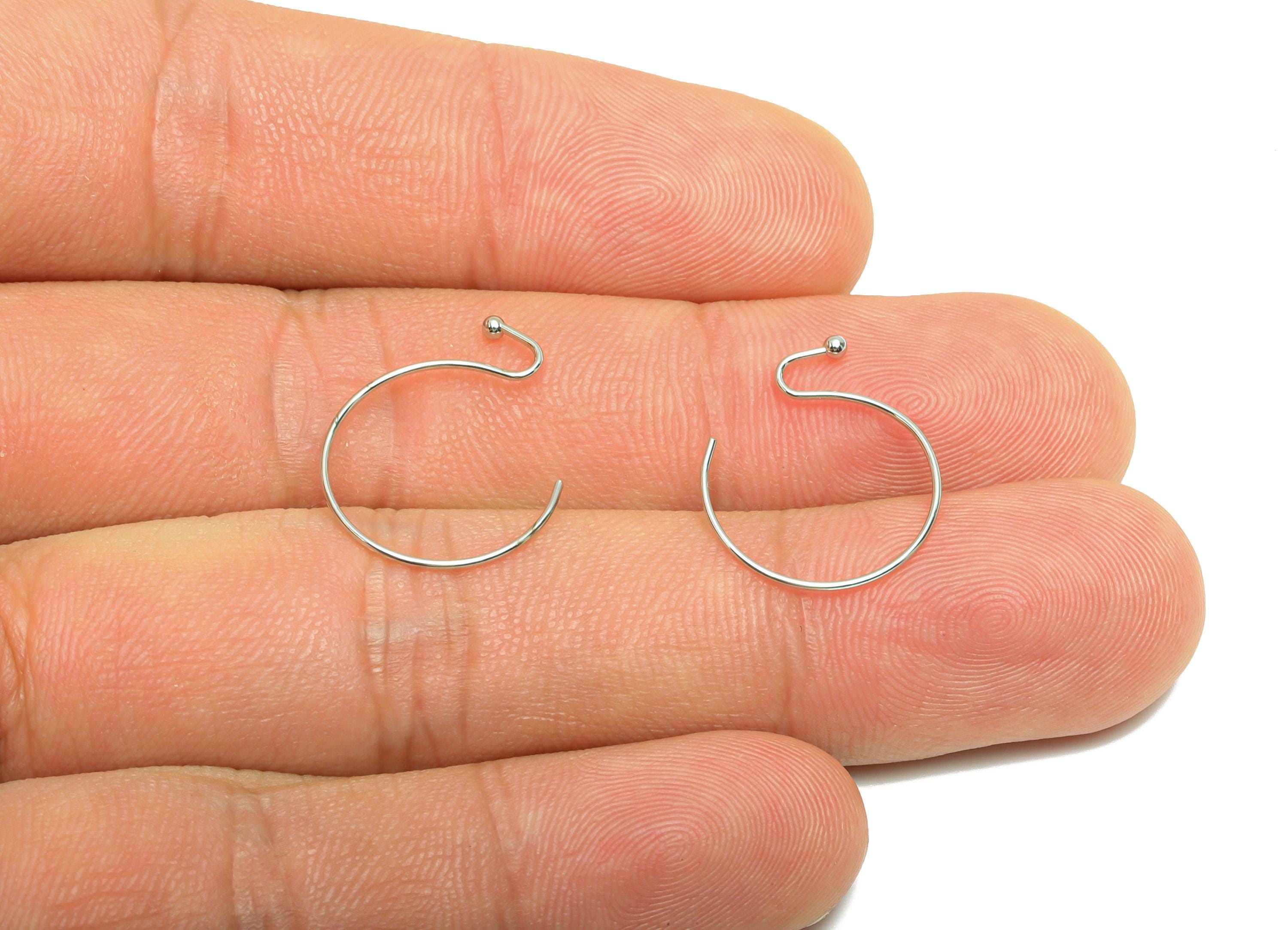 Brass Wire Hook - Metal Ear Wire Hook for Jewelry Making - Brass Minimalist Hoop Earring - 18k Real White Gold Plated - 17x15x1mm-RGP10220 - DOMEDBAZAAR