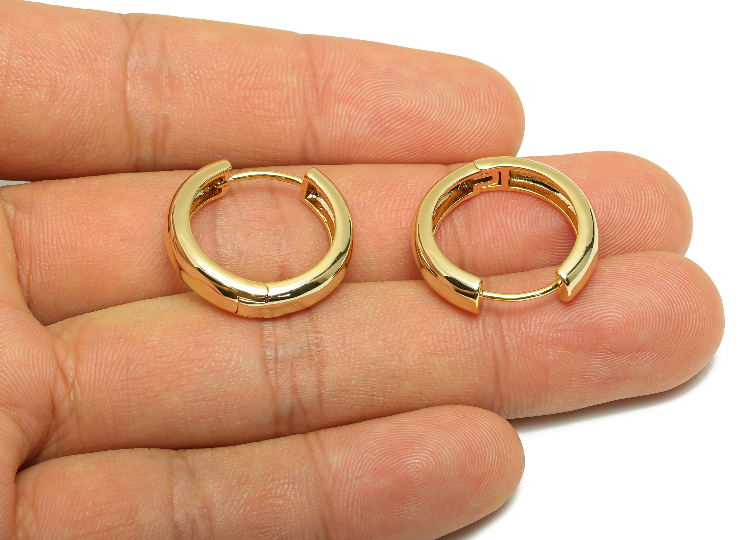 Brass Circle Hoop Earring - Gold Huggie Earring for Girls - Minimalist Daily Wear Hoop Ear - 18K Real Gold Plated - 22x20.3x4.9mm - RGP89111 - DOMEDBAZAAR