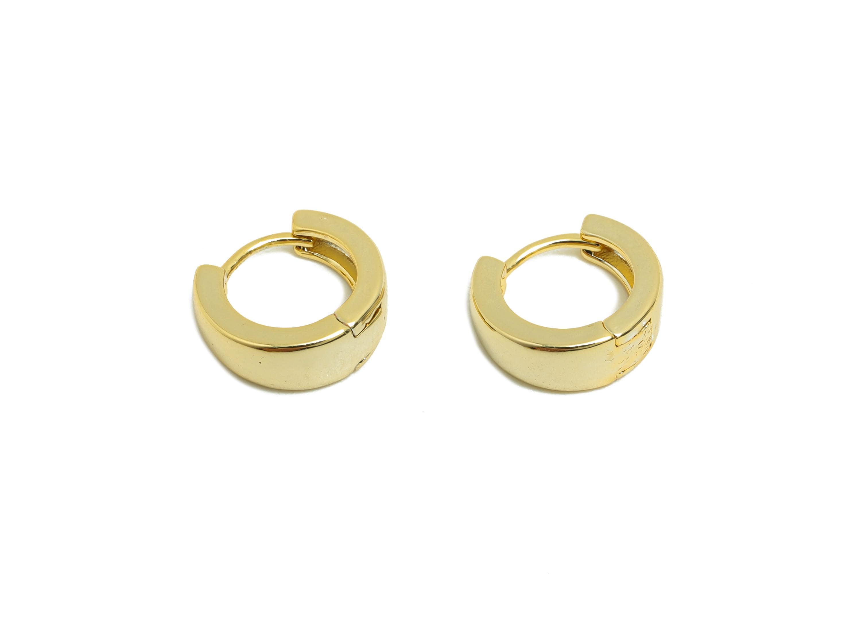 Brass Hoop Earring - Gold Huggie Earring for Girl's - Thick Circle Earring - Daily Wear - 18K Real Gold Plating - 12.1x10.9x4.7mm - RGP8431 - DOMEDBAZAAR