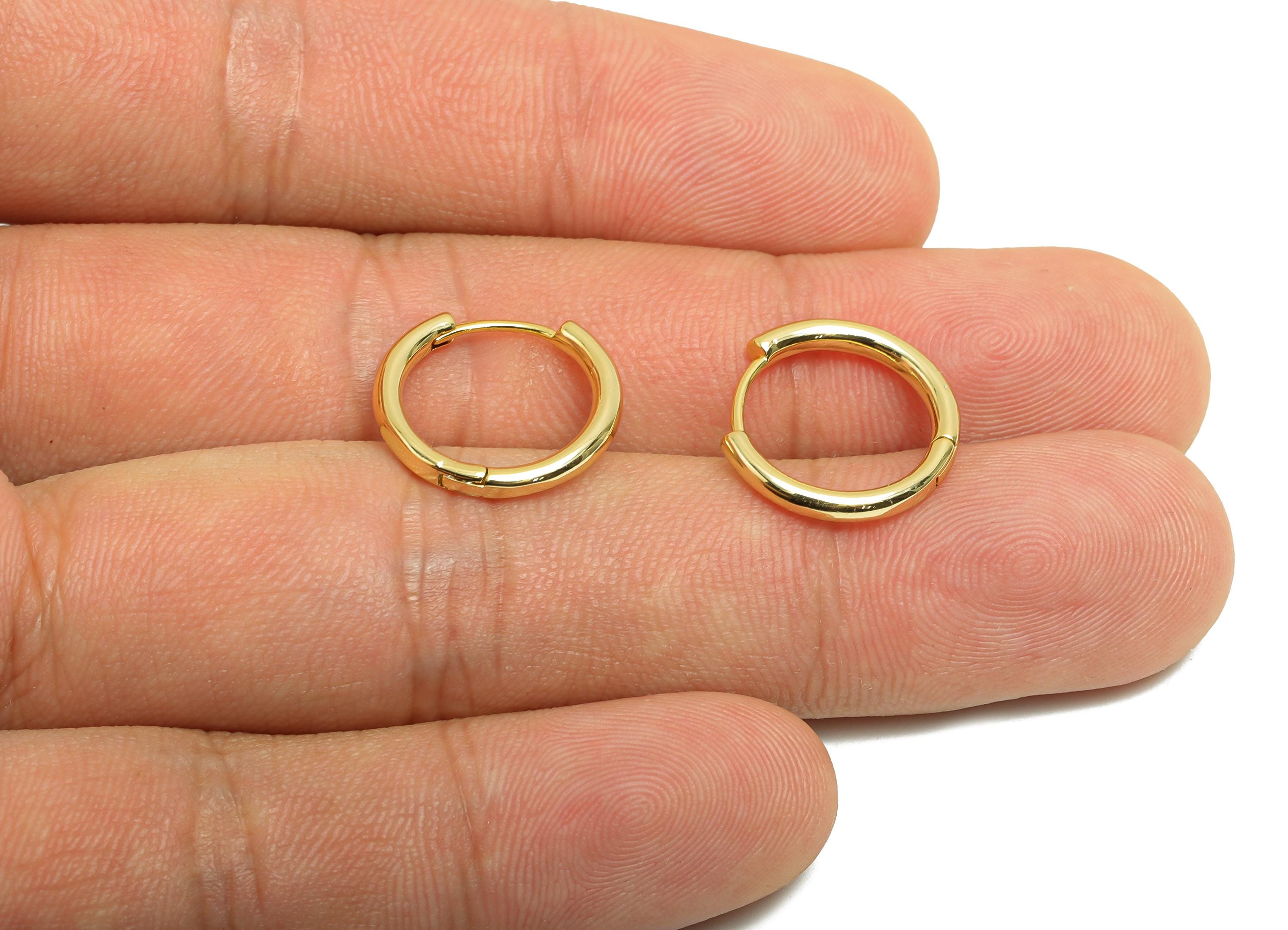 Brass Round Hoop Earring - Gold Huggie Earring for Girl's - Circle Daily Wear Earring - 18K Real Gold Plating - 15.63x14.6x2.03mm - RGP8432 - DOMEDBAZAAR