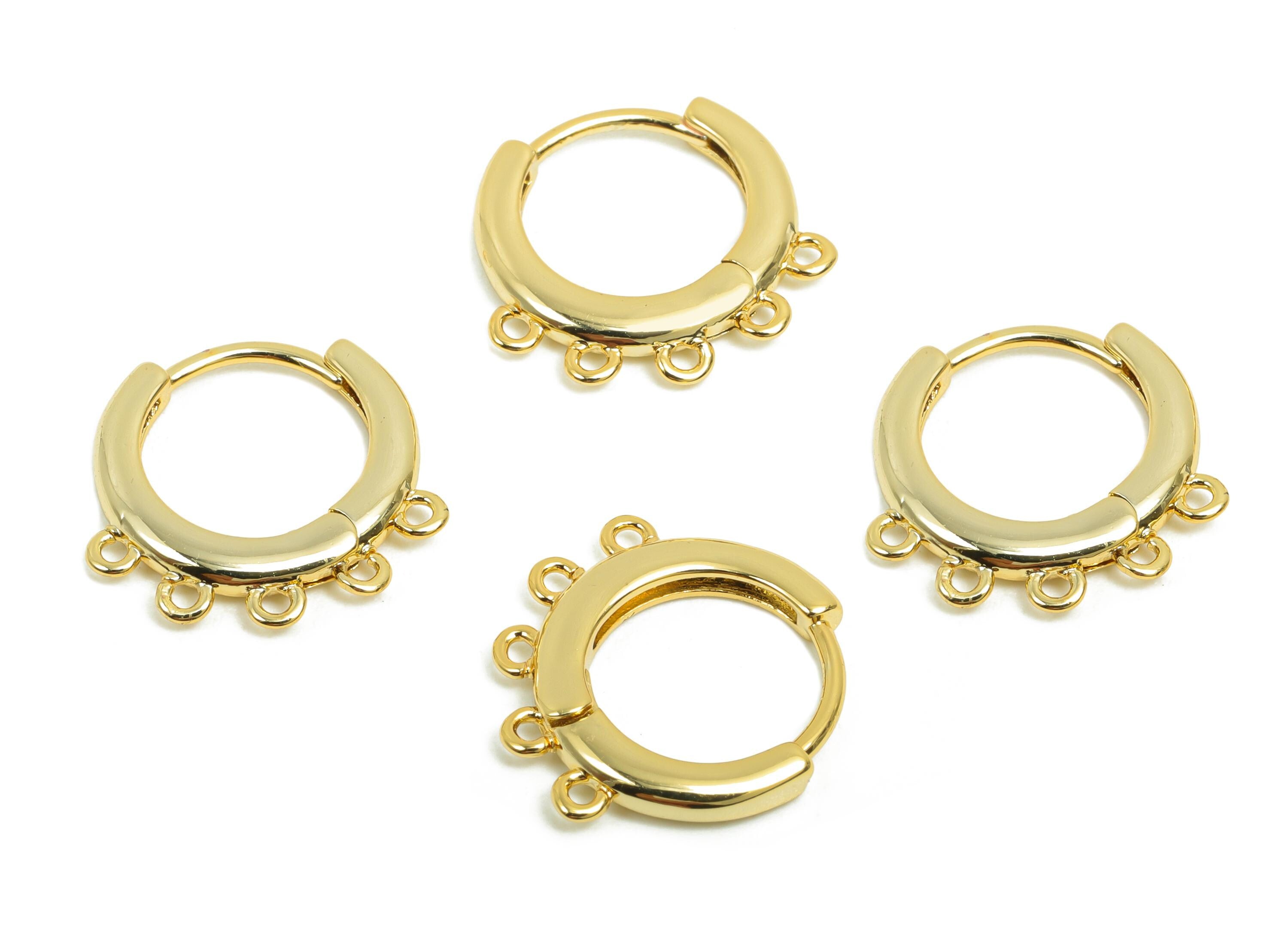 Brass Hoop Earring - Gold Huggie Earring for Girl's - Circle Daily Wear Ear with 5 Loop - 18K Real Gold Plating - 14.8x14.3x1.99mm - RGP8433 - DOMEDBAZAAR