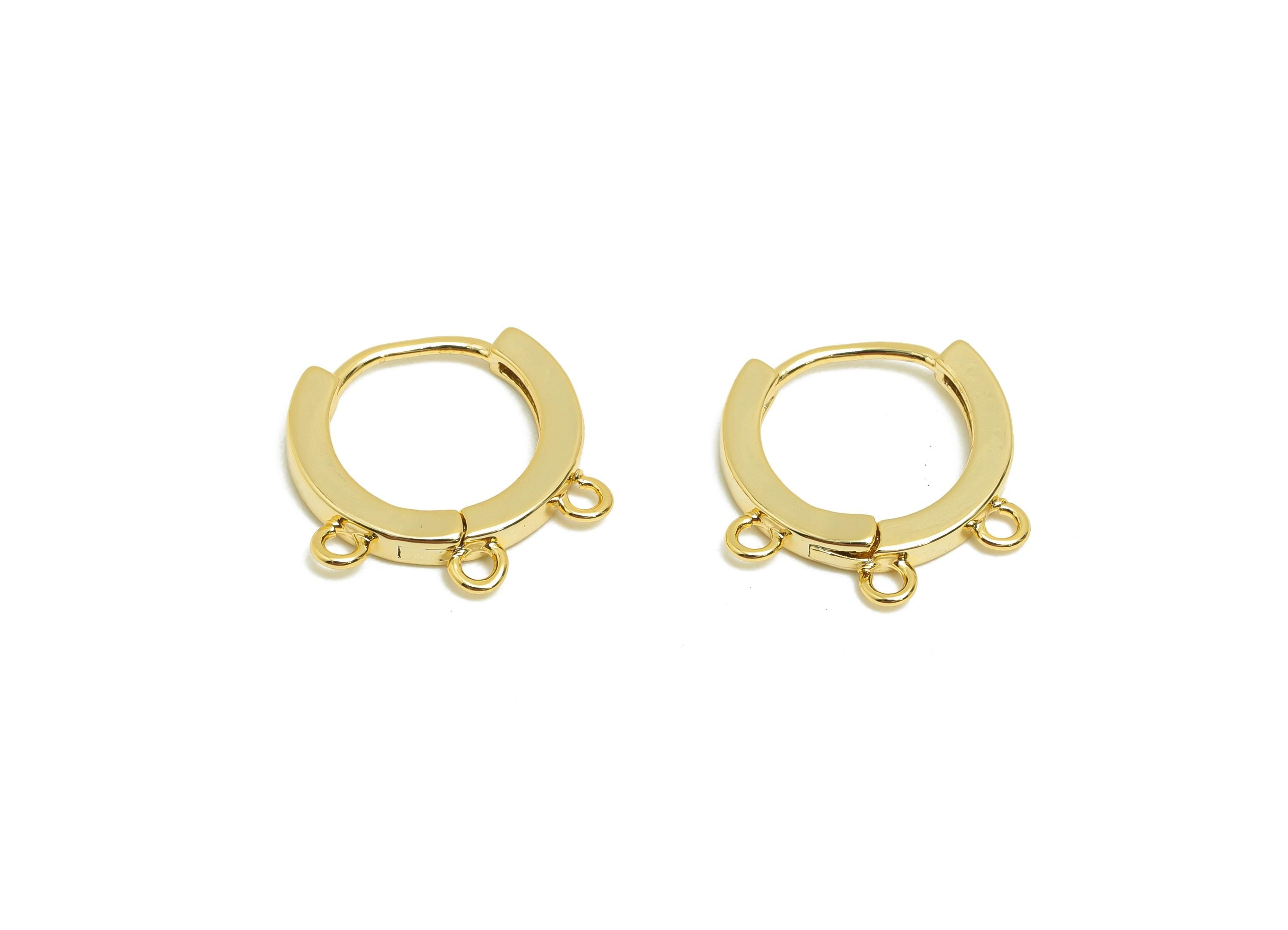 Brass Hoop Earring - Huggie Earring For Tassel - Brass Clasp Hoop Earring - Gold Jewelry - 18K Real Gold Plating - 14.9x14x2mm - RGP8618 - DOMEDBAZAAR