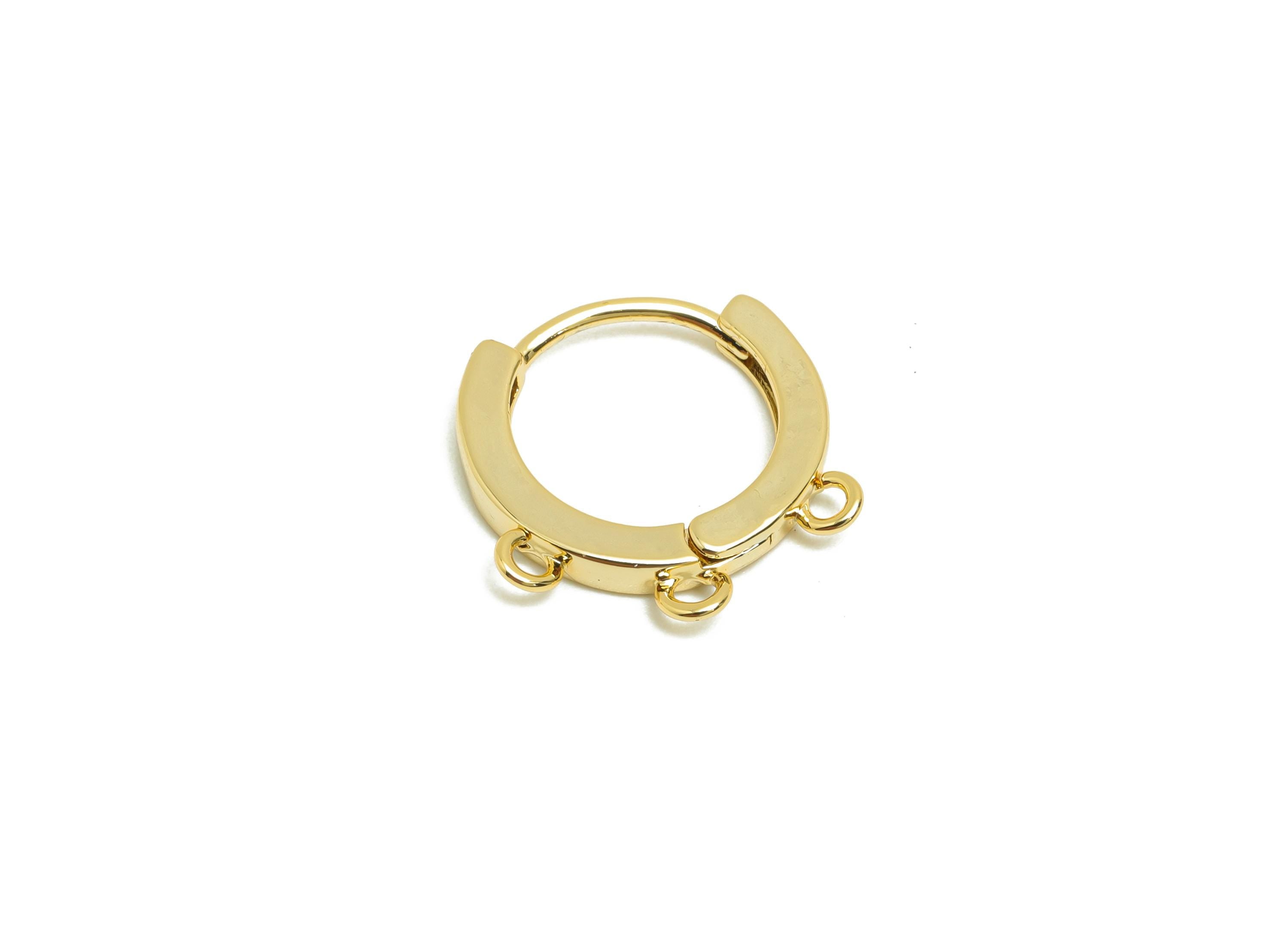 Brass Hoop Earring - Huggie Earring For Tassel - Brass Clasp Hoop Earring - Gold Jewelry - 18K Real Gold Plating - 14.9x14x2mm - RGP8618 - DOMEDBAZAAR