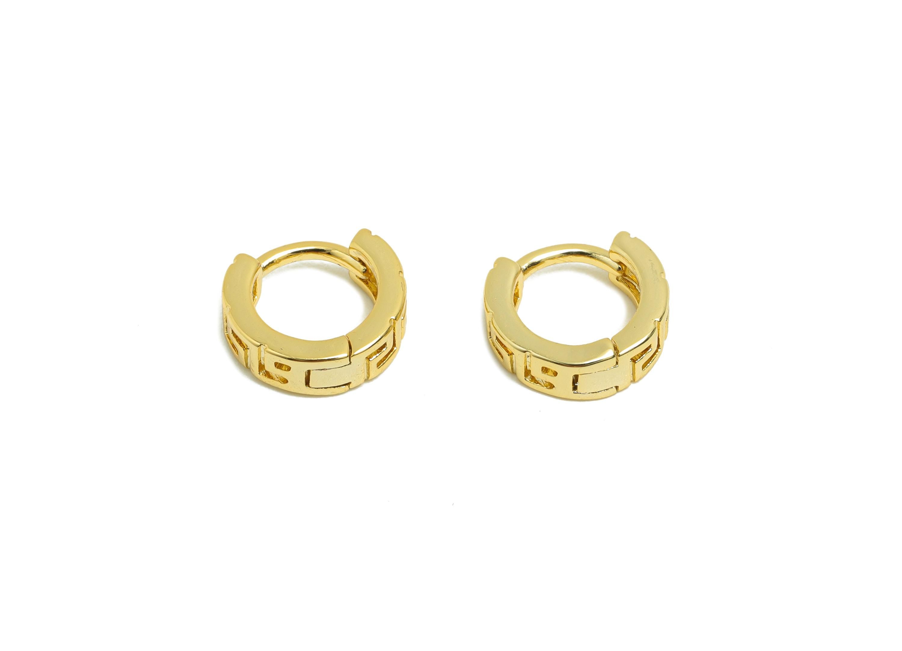 Brass Mini Hoop Earring - Gold Huggie Earring for Girl's - Hollow Circle Daily Wear Earring - 18K Real Gold Plated- 10.1x9.5x3.3mm - RGP8437 - DOMEDBAZAAR