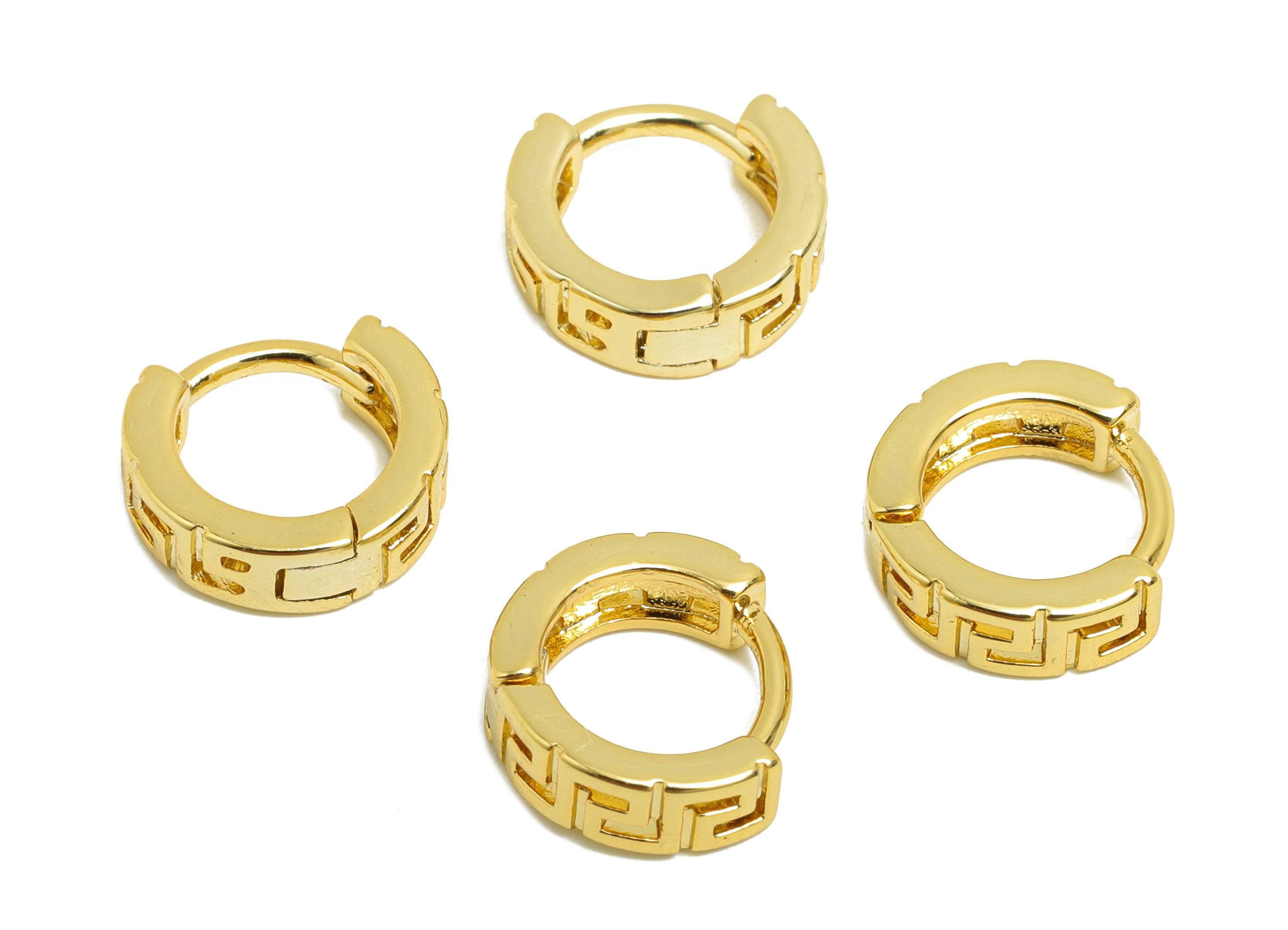 Brass Mini Hoop Earring - Gold Huggie Earring for Girl's - Hollow Circle Daily Wear Earring - 18K Real Gold Plated- 10.1x9.5x3.3mm - RGP8437 - DOMEDBAZAAR