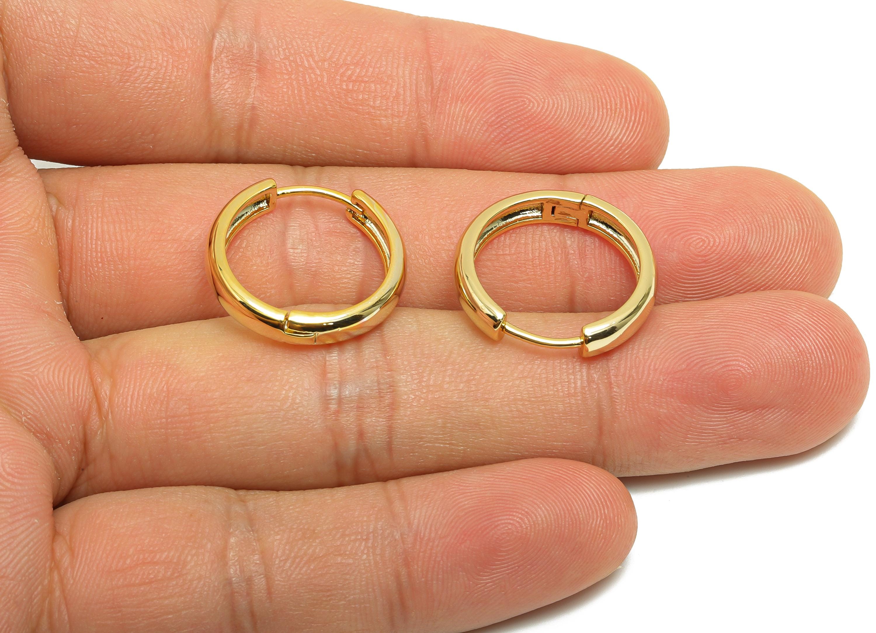 Brass Hoop Earring - Brass Huggie Earring - Clasp Hoop Earring - Gold Jewelry Gift For Her - 18K Real Gold Plating - 20x19x4mm - RGP8616 - DOMEDBAZAAR