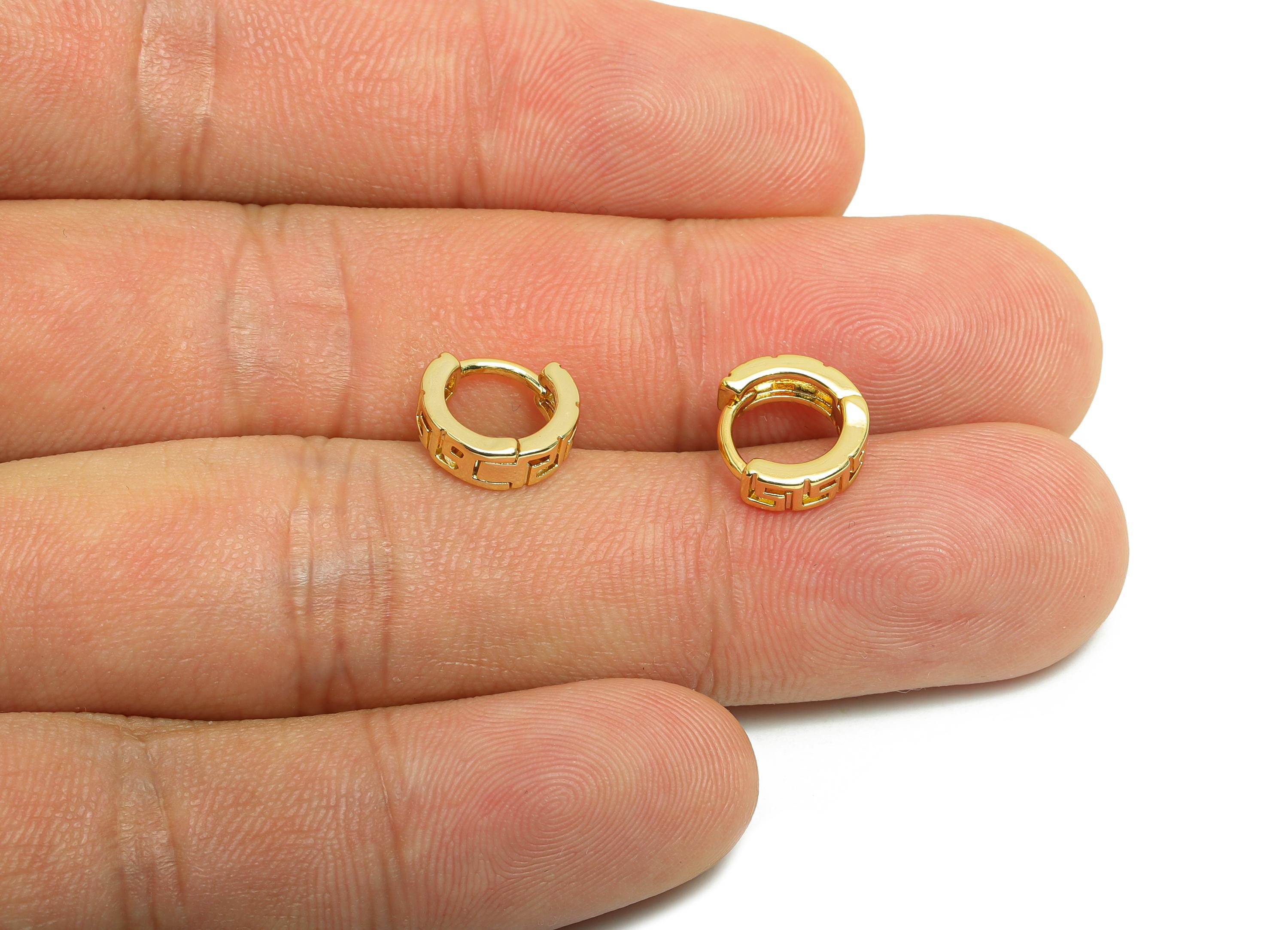 Brass Mini Hoop Earring - Gold Huggie Earring for Girl's - Hollow Circle Daily Wear Earring - 18K Real Gold Plated- 10.1x9.5x3.3mm - RGP8437 - DOMEDBAZAAR