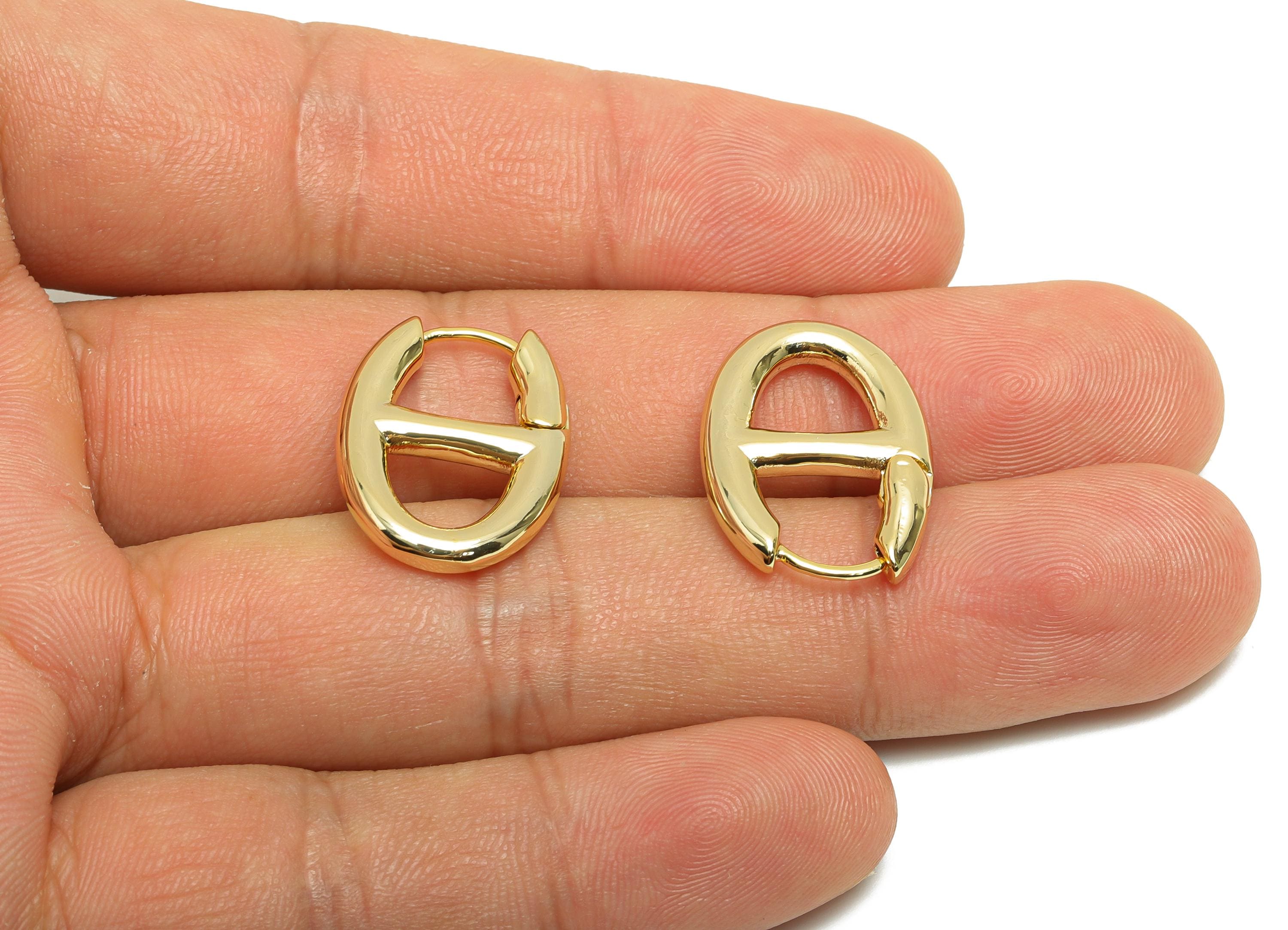 Brass Oval Huggie Hoop Earring - Brass Hoop Oval Clasp Earring - Gold Jewelry Gift For Her - 18K Real Gold Plating - 21x15.7x2.9mm - RGP8614 - DOMEDBAZAAR