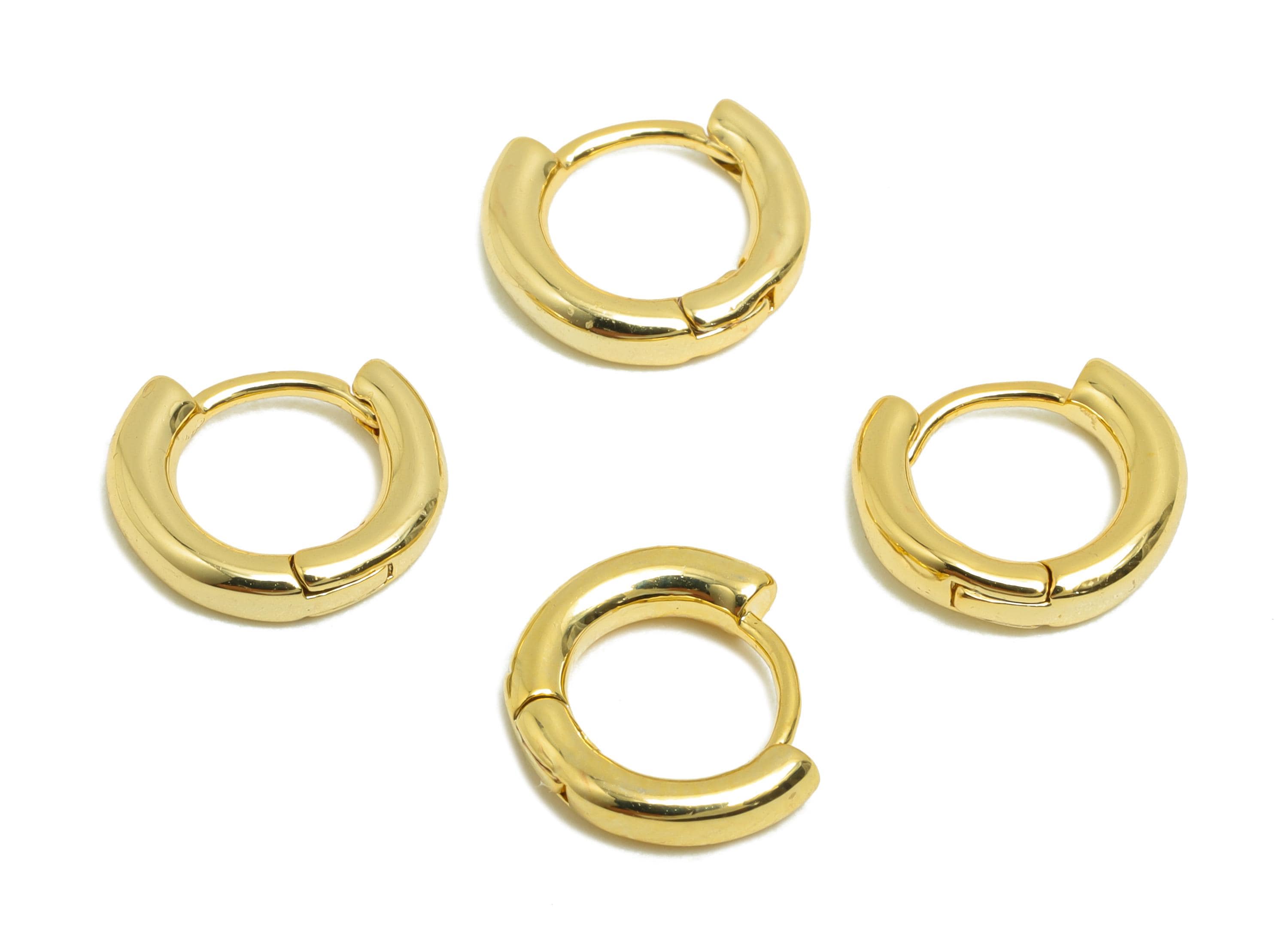 Brass Mini Hoop Earring - Gold Huggie Earring for Girl's - Tiny Circle Daily Wear Earring - 18K Real Gold Plated - 9.9x8.4x2.02mm - RGP8438 - DOMEDBAZAAR