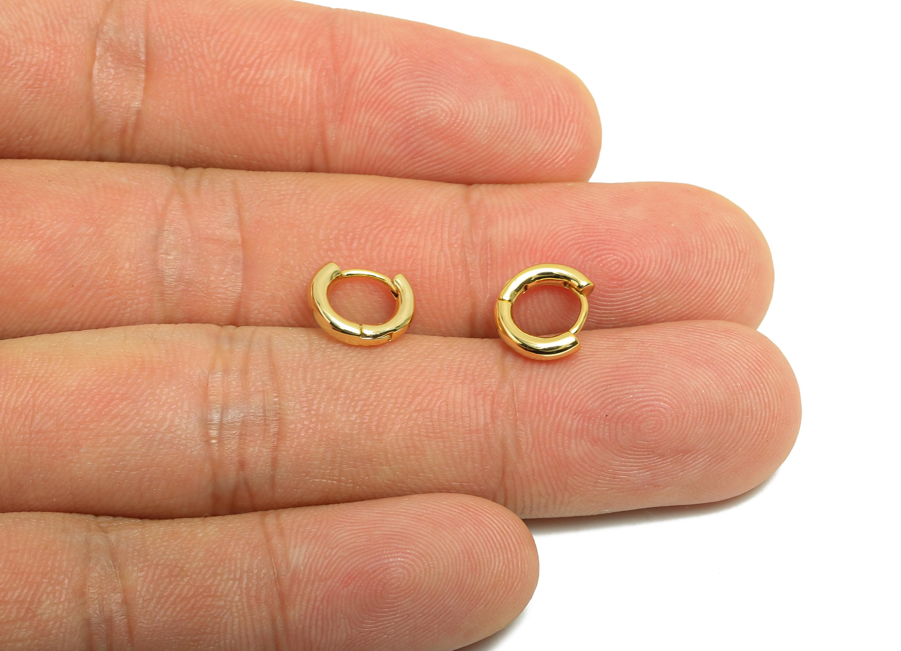 Brass Mini Hoop Earring - Gold Huggie Earring for Girl's - Tiny Circle Daily Wear Earring - 18K Real Gold Plated - 9.9x8.4x2.02mm - RGP8438 - DOMEDBAZAAR