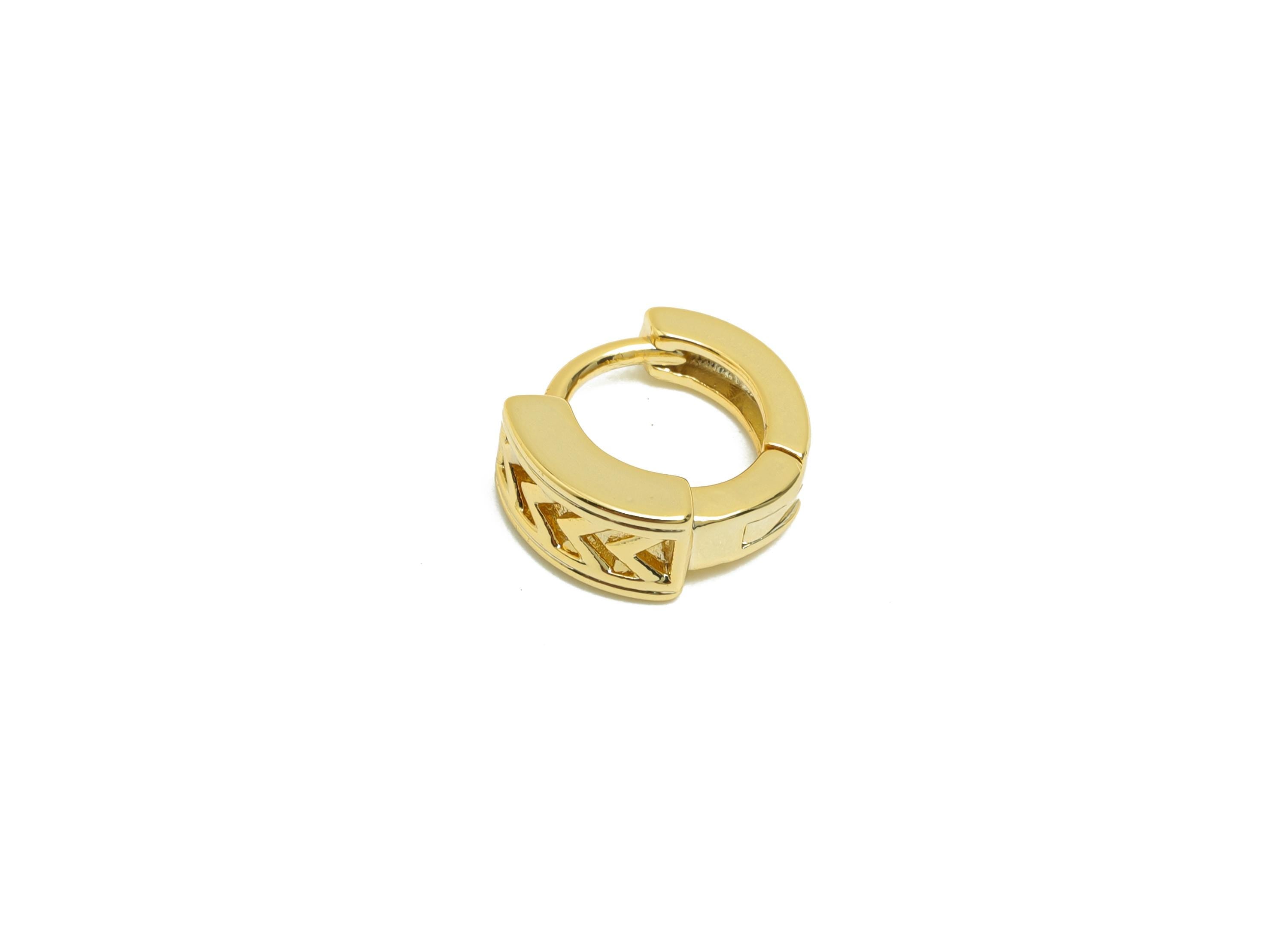 Brass Round Hoop Earring - Gold Huggie Earring for Girl's - Hollow Hoop Clasp Earring - 18K Real Gold Plated - 11x10x4.6mm - RGP8624 - DOMEDBAZAAR
