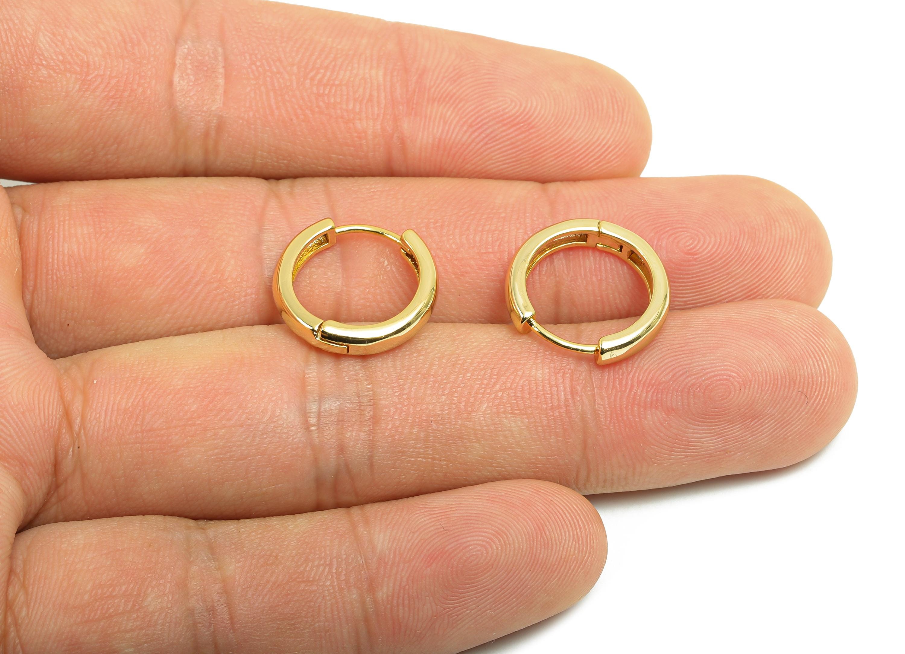 Brass Round Hoop Earring - Gold Huggie Earring for Girl's - Thick Circle Daily Wear Ear - 18K Real Gold Plated - 15.8x14.2x3.1mm - RGP8443 - DOMEDBAZAAR